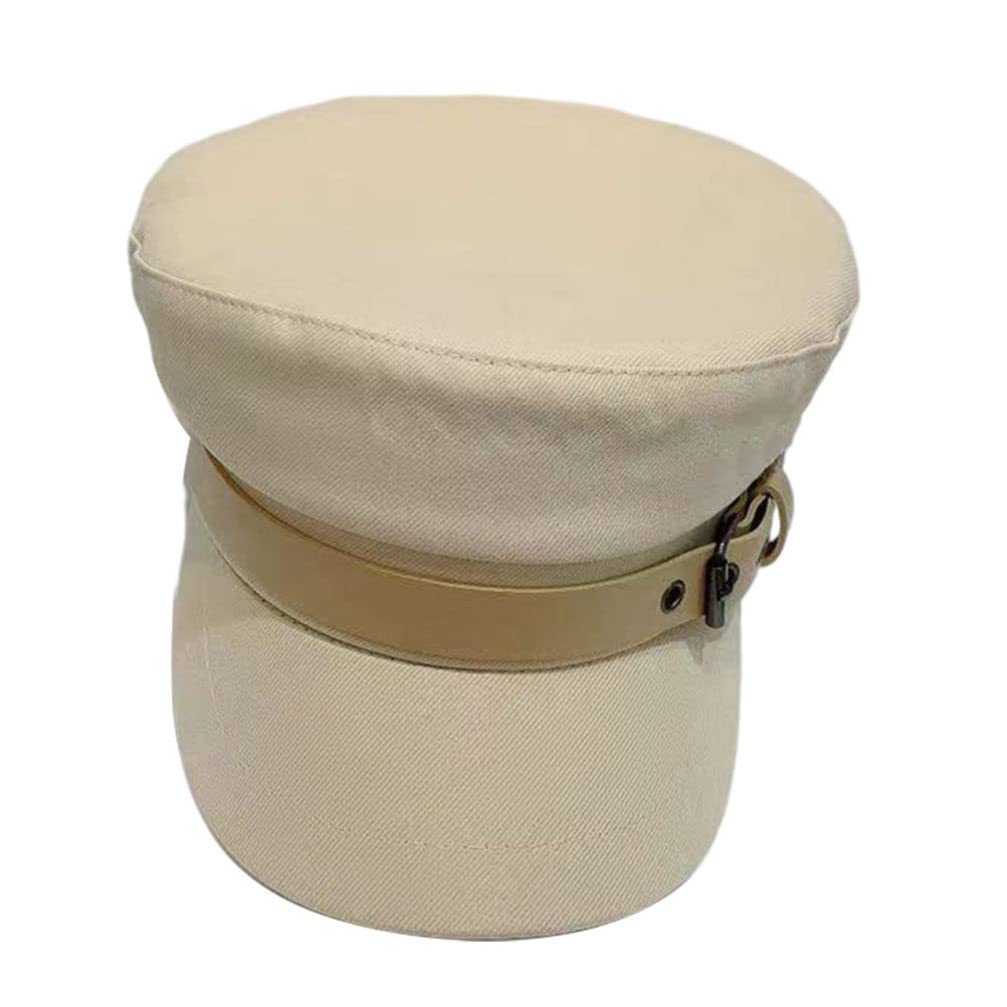 Amosfun Women's Fashion Beret Hat - Beige Leather Bucket Peaked Cap with Adjustable Buckle, Stylish Winter Hat for Ladies | Perfect for Casual Outfits, Outdoor Activities & Cold Weather