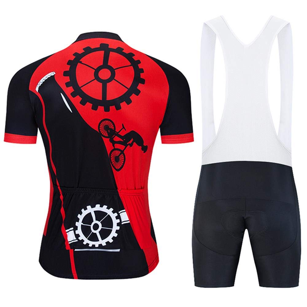 MOXILYN Men's Cycling Jersey & Bib Shorts Set - Breathable Short Sleeve Mountain Bike Shirt with 20D Gel Padded Chamois for MTB Road Biking - Perfect for Training, Racing & Outdoor Cycling Adventures