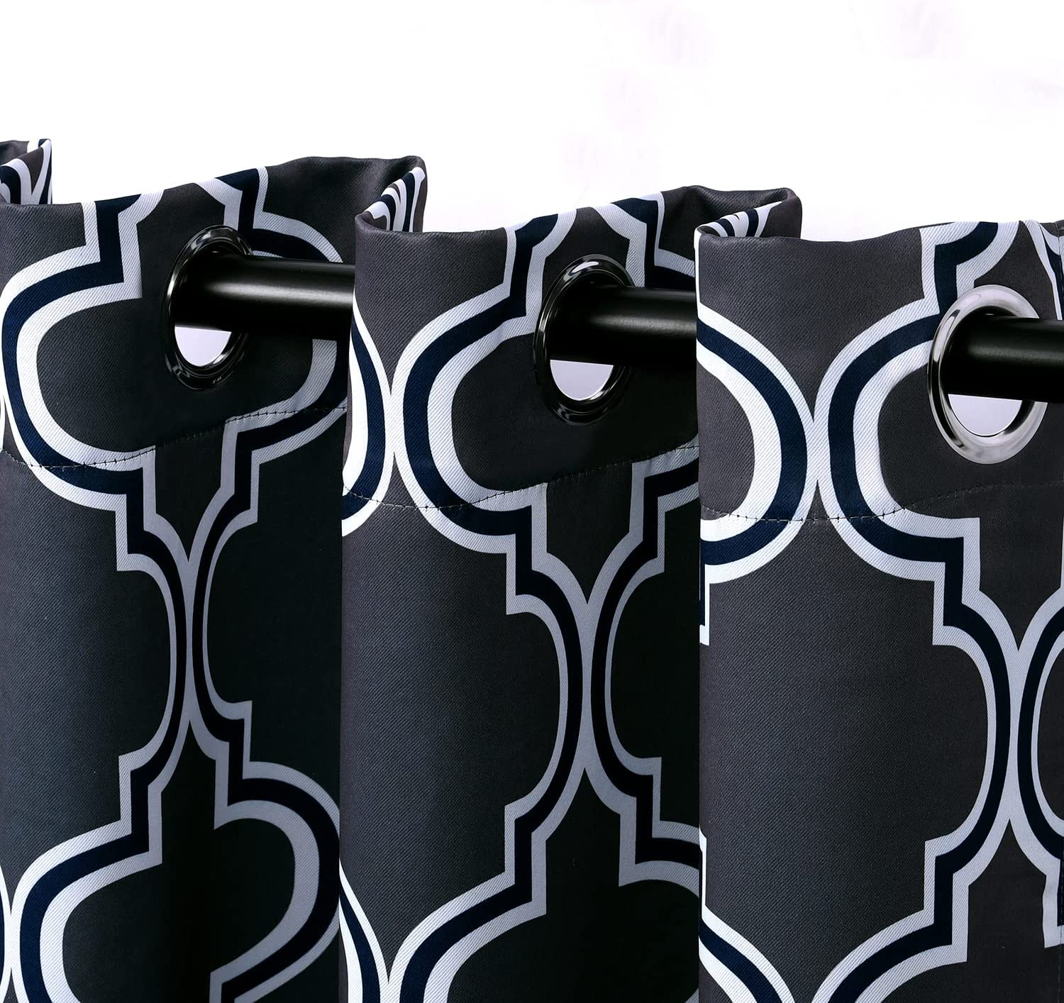 Bohemian Trellis Printed Blackout Curtains with Grommet Top - 2 Panels Set for Living Room & Bedroom - Noise Reducing & Light Blocking Window Drapes for Home Decor