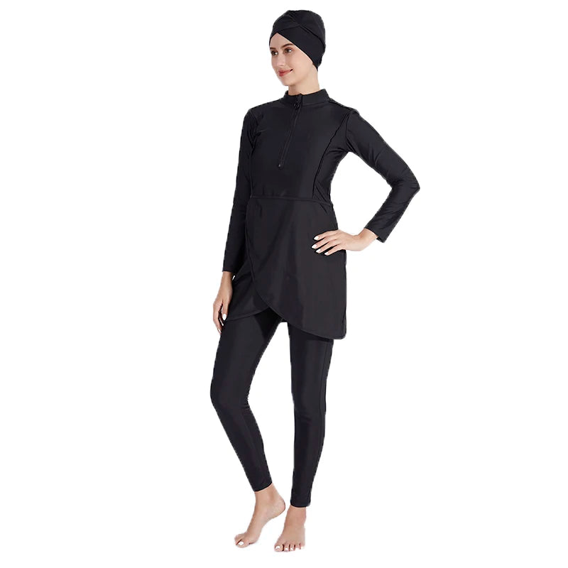 3PCS Women's Printed Hijab Long Sleeve Burkini Swimwear Set - Modest Swimwear for Muslim Women - Perfect for Beach, Pool & Water Sports