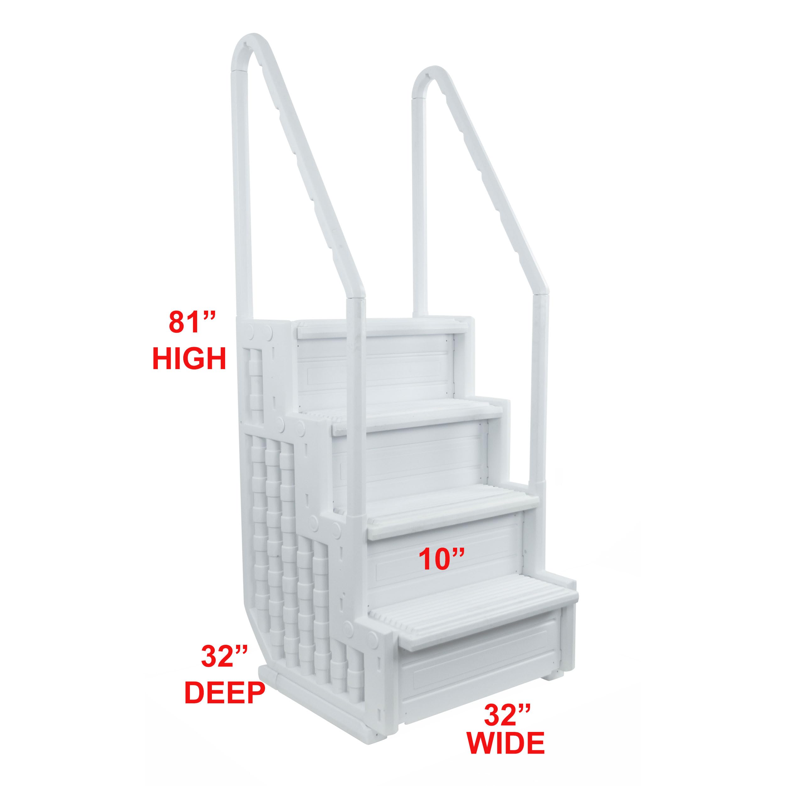 Aqua Select Everest Above Ground Pool Ladder with Wide Steps | White | 350 lbs Weight Capacity | Flip-Up Design for Safety | Perfect for Inground & Above Ground Pools | Ideal for Backyard Swimming, Family Fun & Easy Pool Access