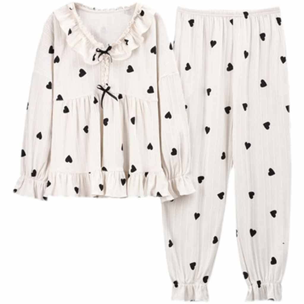 LEIGE Women's Plus Size Cotton Pajama Set - Long Sleeve Sleepwear for Spring & Fall - Soft Casual Loungewear for Home (Color A, Size Large) | Perfect for Relaxing, Sleeping & Cozy Nights at Home