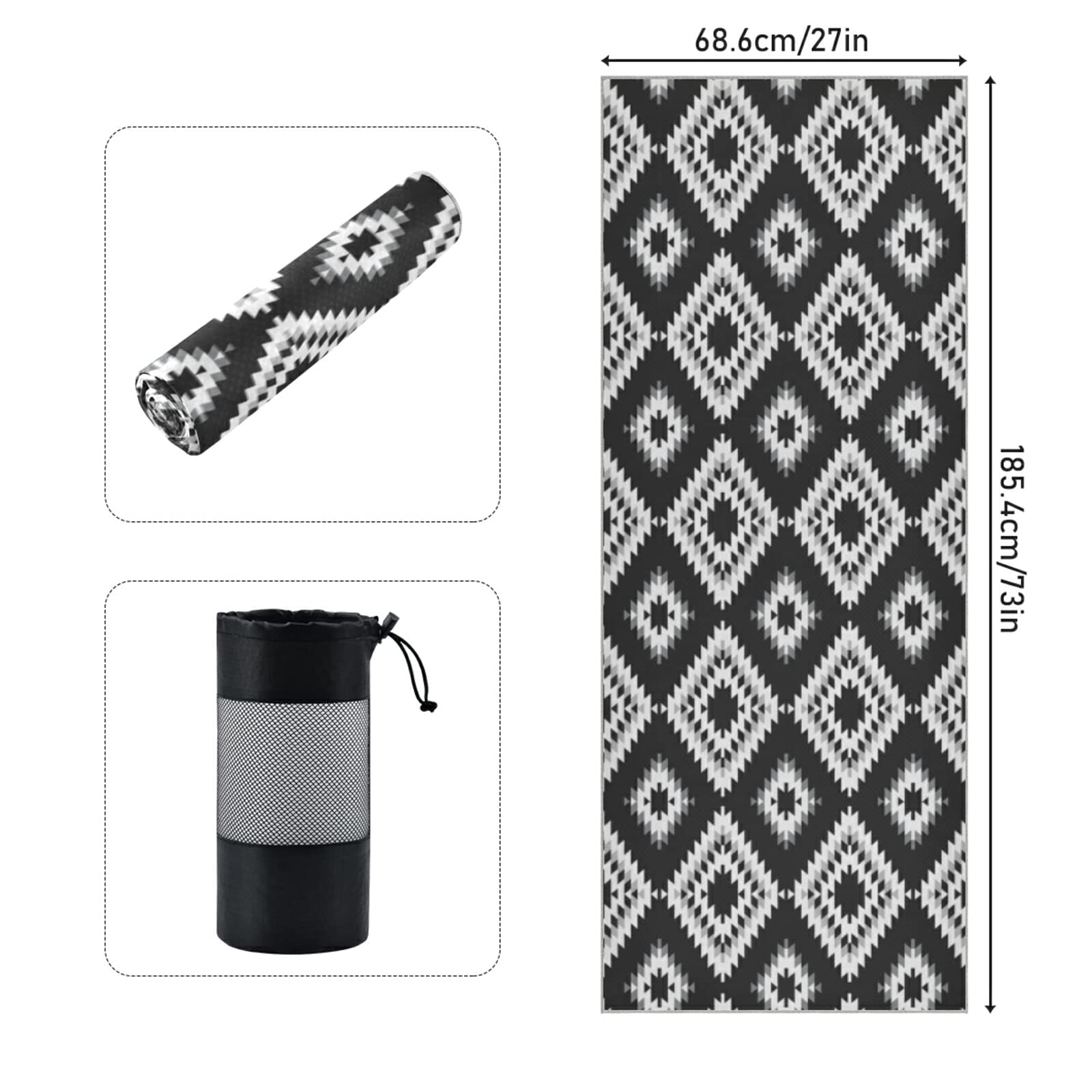 Non-Slip Yoga Mat Towel - Super Absorbent & Durable Workout Towel for Pilates, Hot Yoga & Fitness - Includes Carry Bag - Perfect for Gym, Home Exercise & Studio Classes