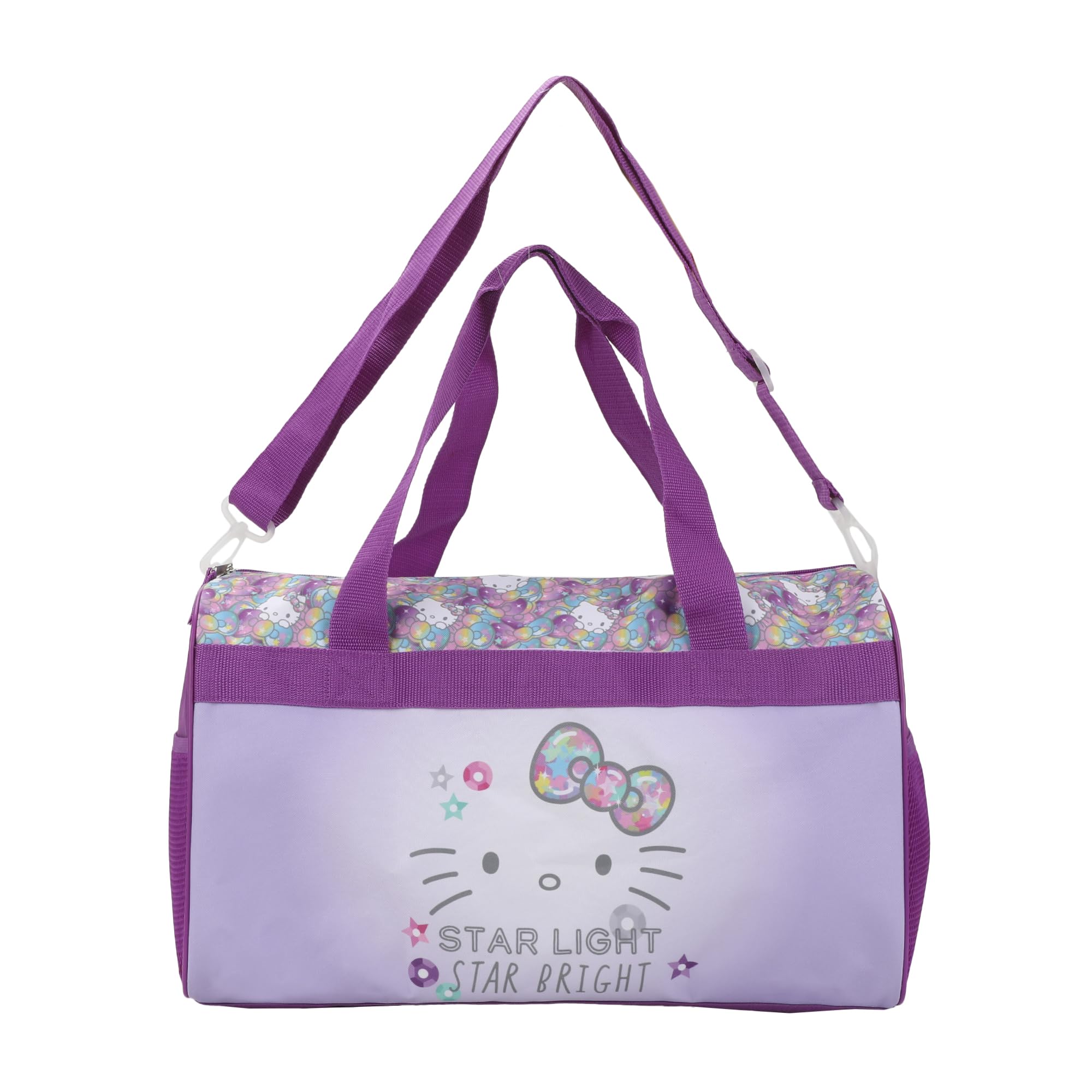 Bioworld Hello Kitty Starshine 3-Piece Youth Travel Set - Pilot Case, Duffle Bag & Luggage Tag - Cute Carry-On for Girls Airplane Trips & Sleepovers