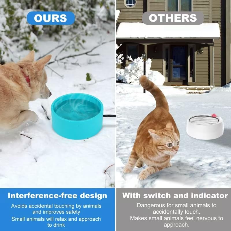 3.2L Heated Pet Water Bowl for Dogs & Cats - Outdoor Anti-Freeze Thermostatic Heated Dog Bowl for Winter - Large Heated Water Dish for Chicken, Duck, Goose, Rabbit - Perfect for Backyard, Kennel, and Farm Use