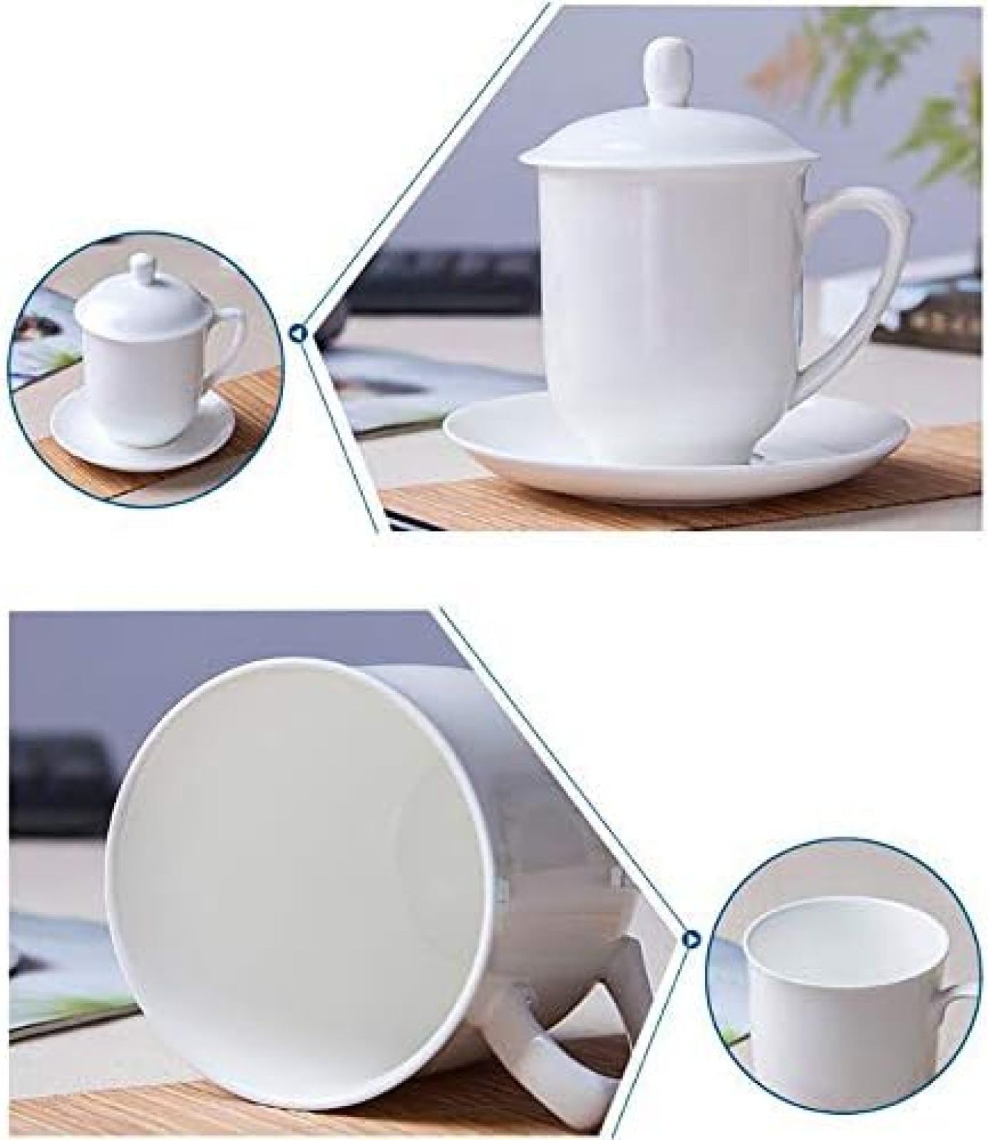 Premium Chinese Porcelain Tea Cup & Coffee Mug with Lid - Elegant Traditional Design for Home, Kitchen, Office & Restaurants - Includes Gift Box - Perfect for Afternoon Tea, Gifts & Daily Use - BPA-Free Ceramic Cup by Bonny369