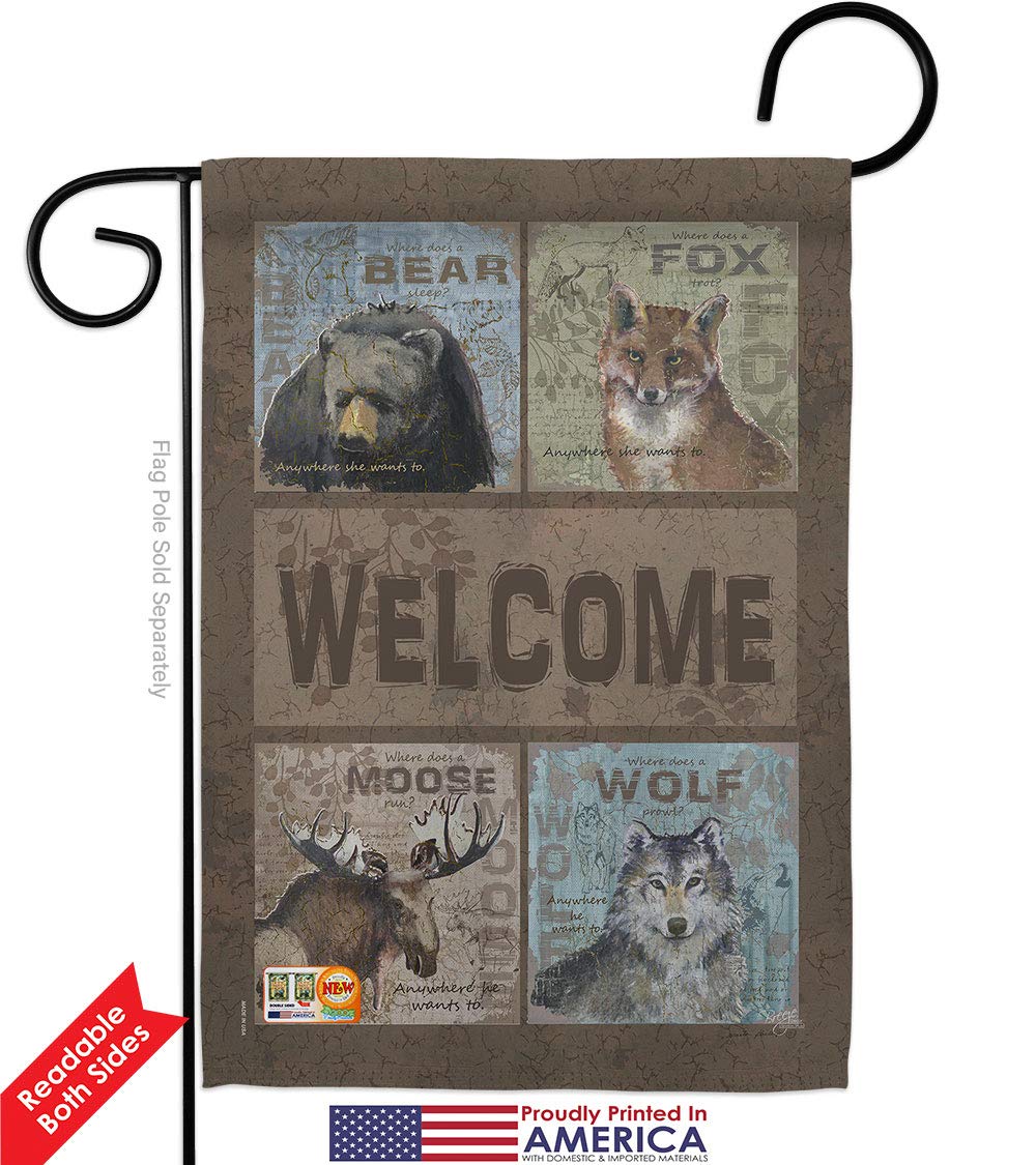 Wilderness Garden Flag Set - Deer Bear Wolf - Double-Sided Outdoor Decor for Yard & House