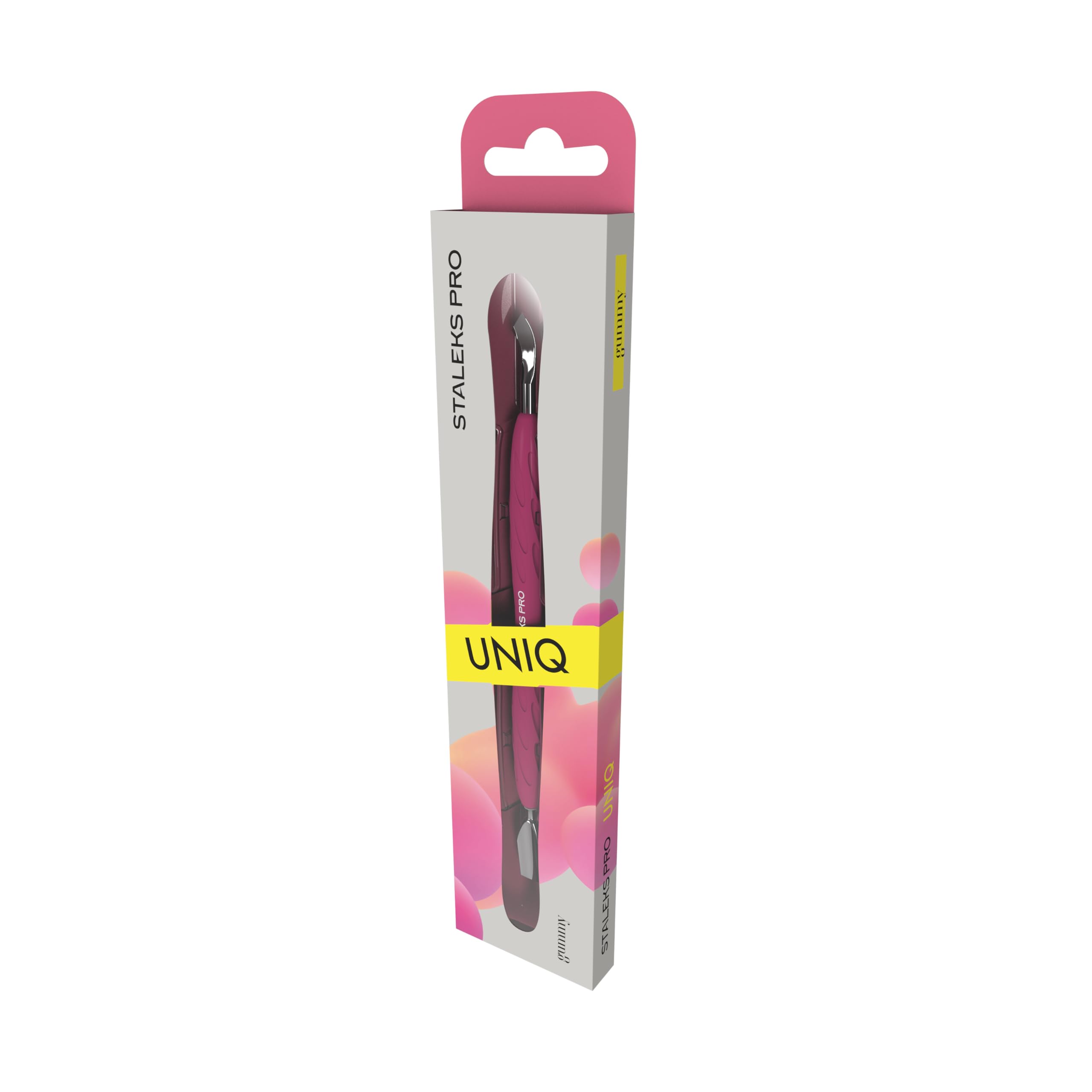 STALEKS PRO by Natury Nails Cuticle Pusher with Silicone Gummy Handle - Stainless Steel UNIQ 10/4.2 - Professional Nail Care Tool for Manicure & Pedicure at Home or Salon