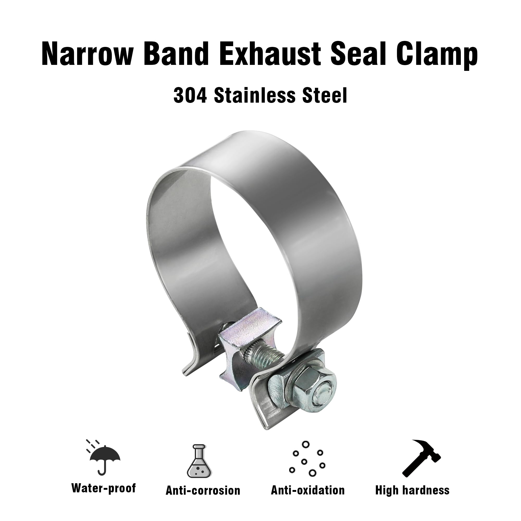1 Pack Heavy Duty Stainless Steel Exhaust Band Clamp (3.5 Inch) - Butt Joint Sleeve for Automotive, Truck & RV Exhaust Pipe Repair & Maintenance