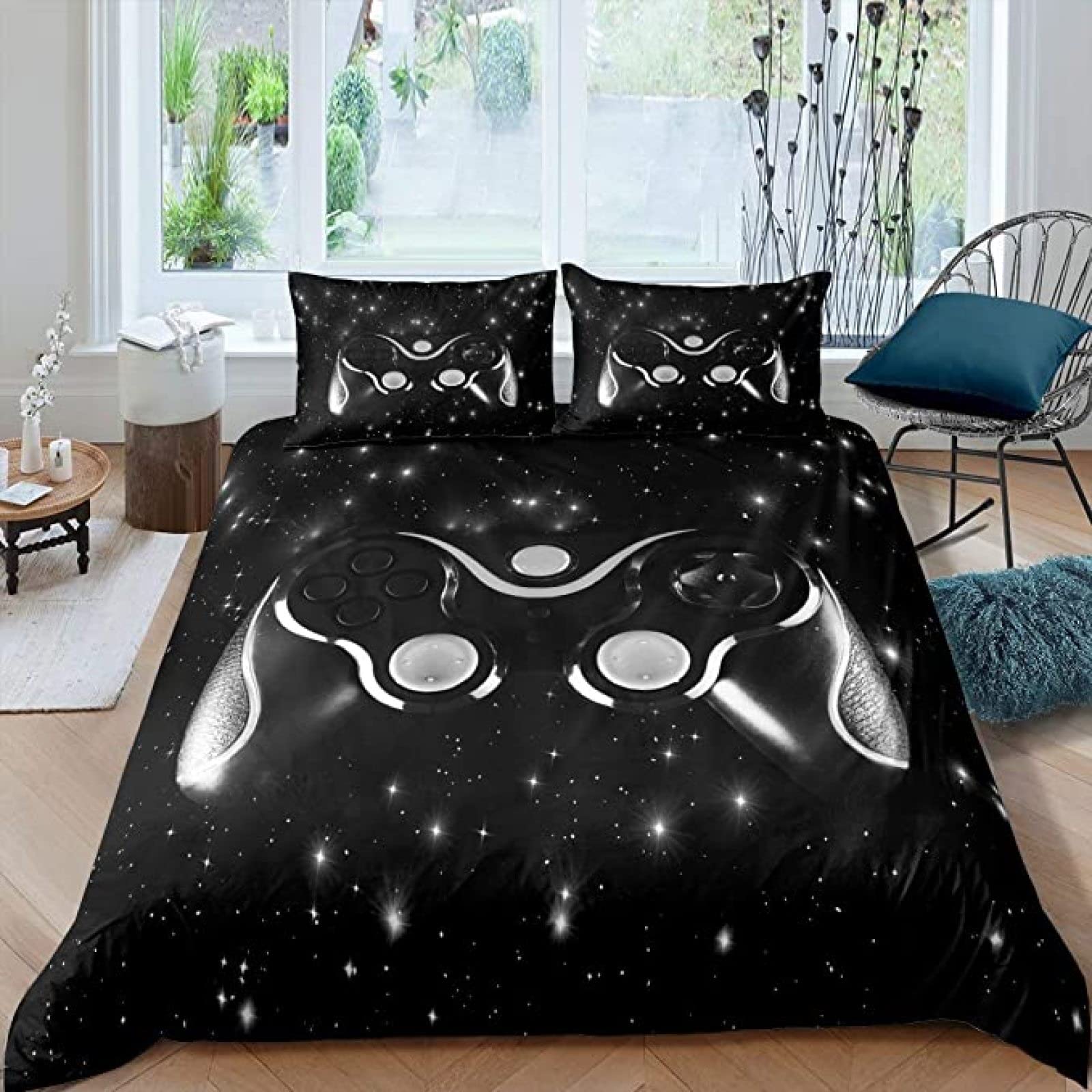EANSSN Gaming Bedding Set for Kids & Teens - Queen Size Video Game Comforter Cover with Console Controller Design, Breathable Duvet for Boys Room Decor | Perfect for Gamer Bedrooms & Sleepovers