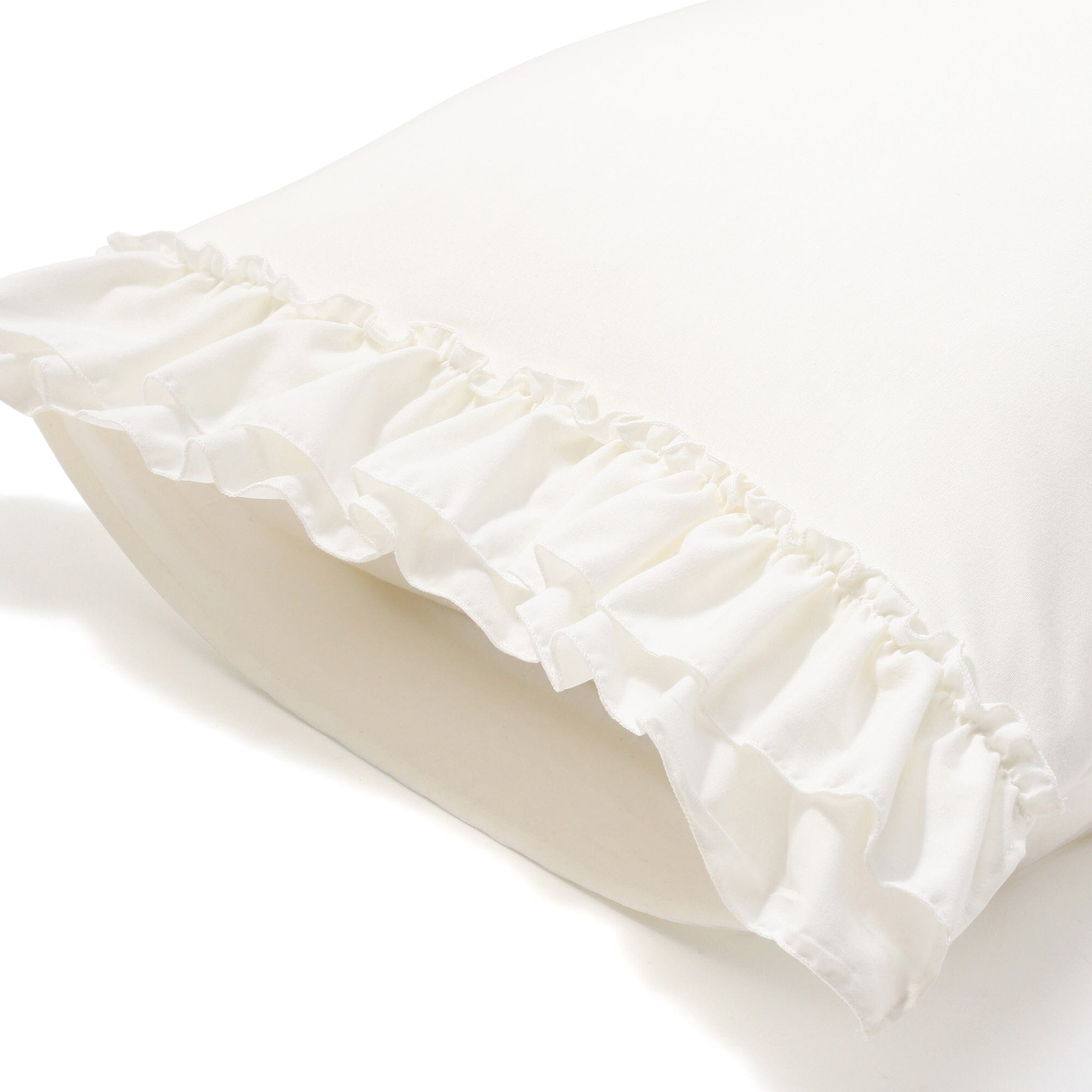 Fuwaro Cooling Pillow Cover Ruffle 700 X 500 White - Breathable & Soft Pillowcase for Hot Sleepers, Bedroom & Home Decor