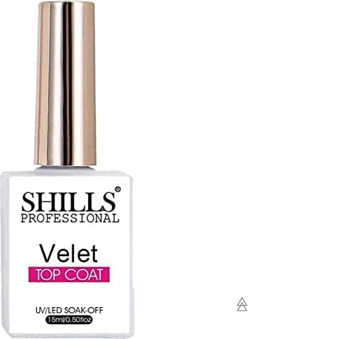 SHILLS Professional UV/LED Soak Off Velvet Top Coat Gel Polish - 15ml Clear Nail Polish for Long-Lasting Shine | Perfect for Salon & Home Manicures, Gel Nail Extensions & DIY Nail Art