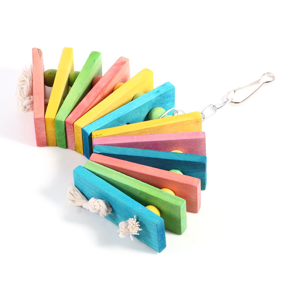 Colorful Wooden Parrot Chewing Toy with Beads - Hanging Swing Climbing Bite Toy for Pet Birds | Cage Accessories for Parakeets, Cockatiels & Lovebirds | Perfect for Playtime & Stress Relief