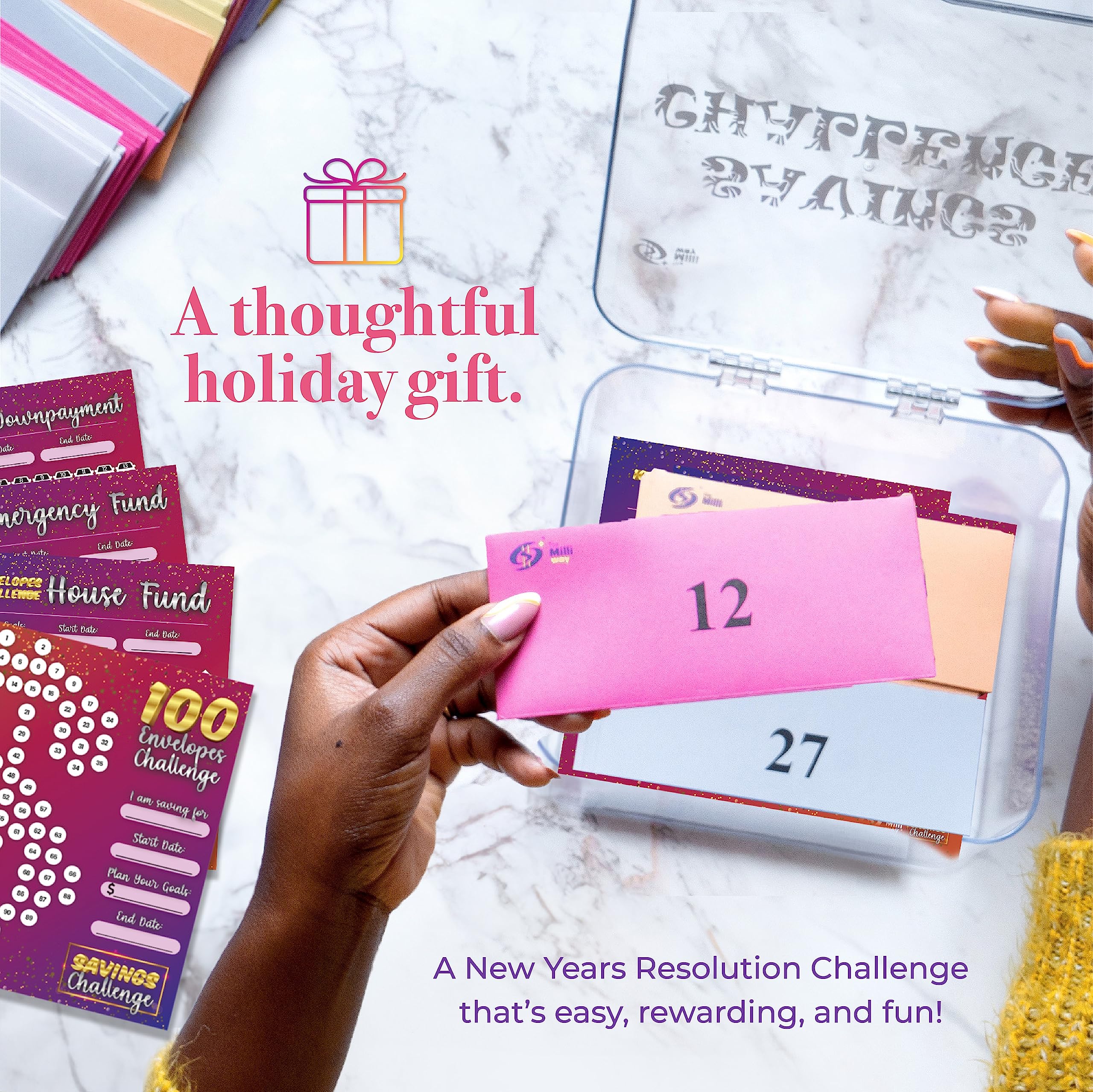 100 Envelopes Money Saving Challenge Kit - $5050 Savings Plan with 100 Day Deposit Tracker - Fun & Organized Budgeting Tool for Financial Goals - Perfect for Home, Office, or Gift Giving (Rainbow Color)