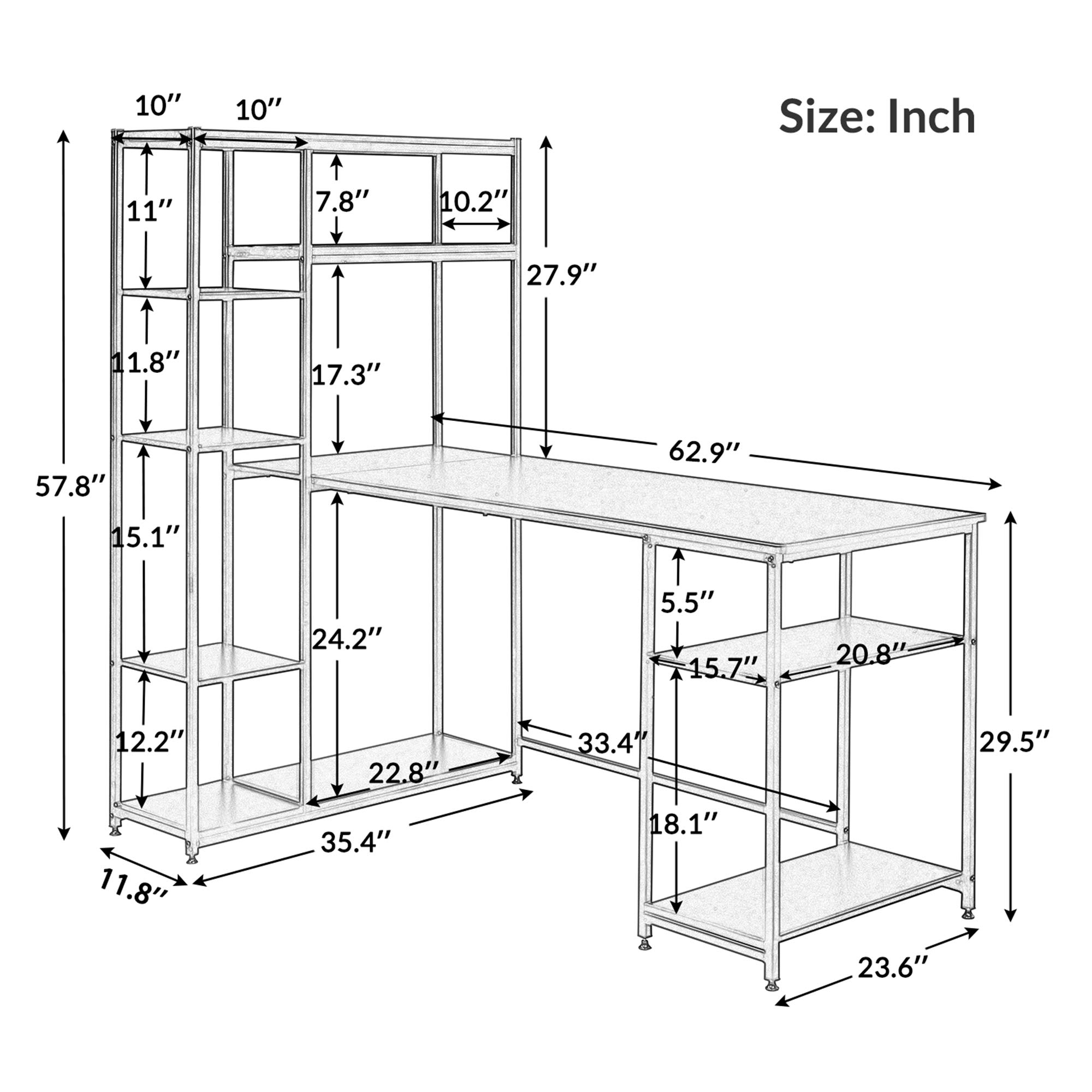 Modern Large Writing Computer Desk with Multiple Storage Shelves - Home Office Desk with Host Stand, Brown | Perfect for Remote Work, Study & Gaming Setup