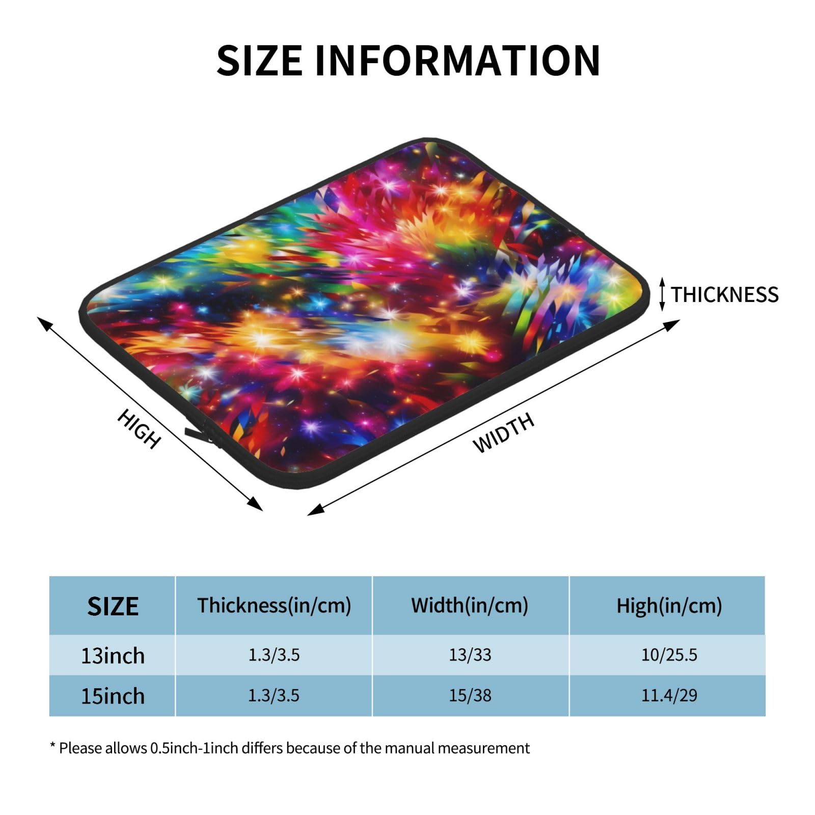 13 Inch Laptop Sleeve - Colorful Artistic Shockproof Laptop Case Bag for MacBook & Notebooks | Perfect for Work, School & Travel