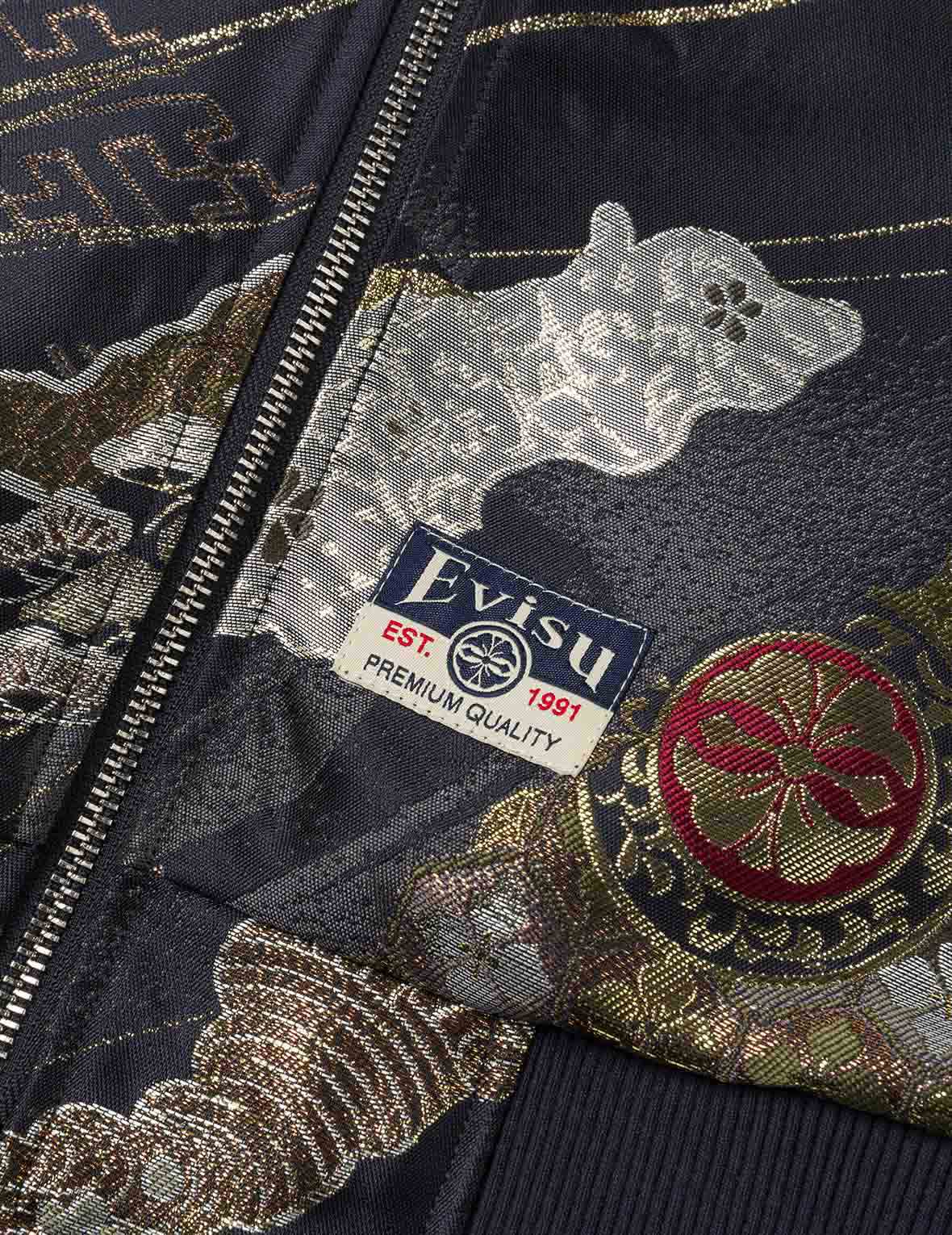 Kamon Brocade Appliqué Regular Fit Souvenir Jacket - Traditional Japanese Style Embroidered Coat for Men & Women - Perfect for Cultural Events, Cosplay, and Fashion Statement