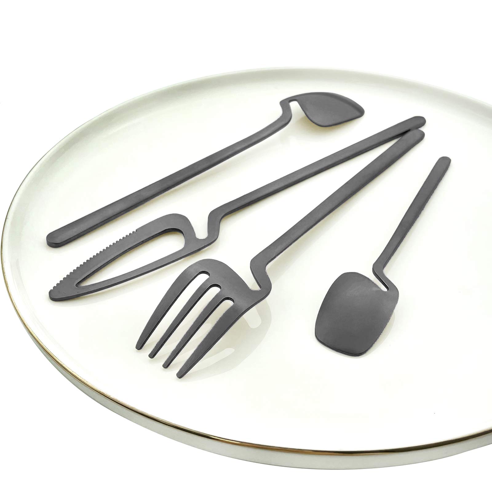 40-Piece 18/10 Stainless Steel Flatware Set for 10 - Matte Black Silverware Cutlery Set with Forks, Knives & Teaspoons - Dishwasher Safe, Durable & Easy Care - Perfect for Dinner Parties, Restaurants & Everyday Use