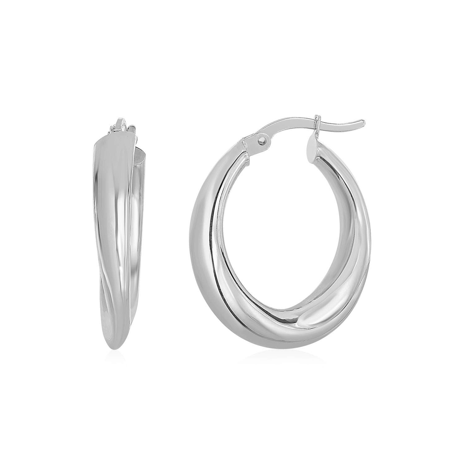 14K White Gold Oval Hoop Earrings for Women - Elegant Dainty Everyday Jewelry - Perfect for Work, Date Night & Special Occasions