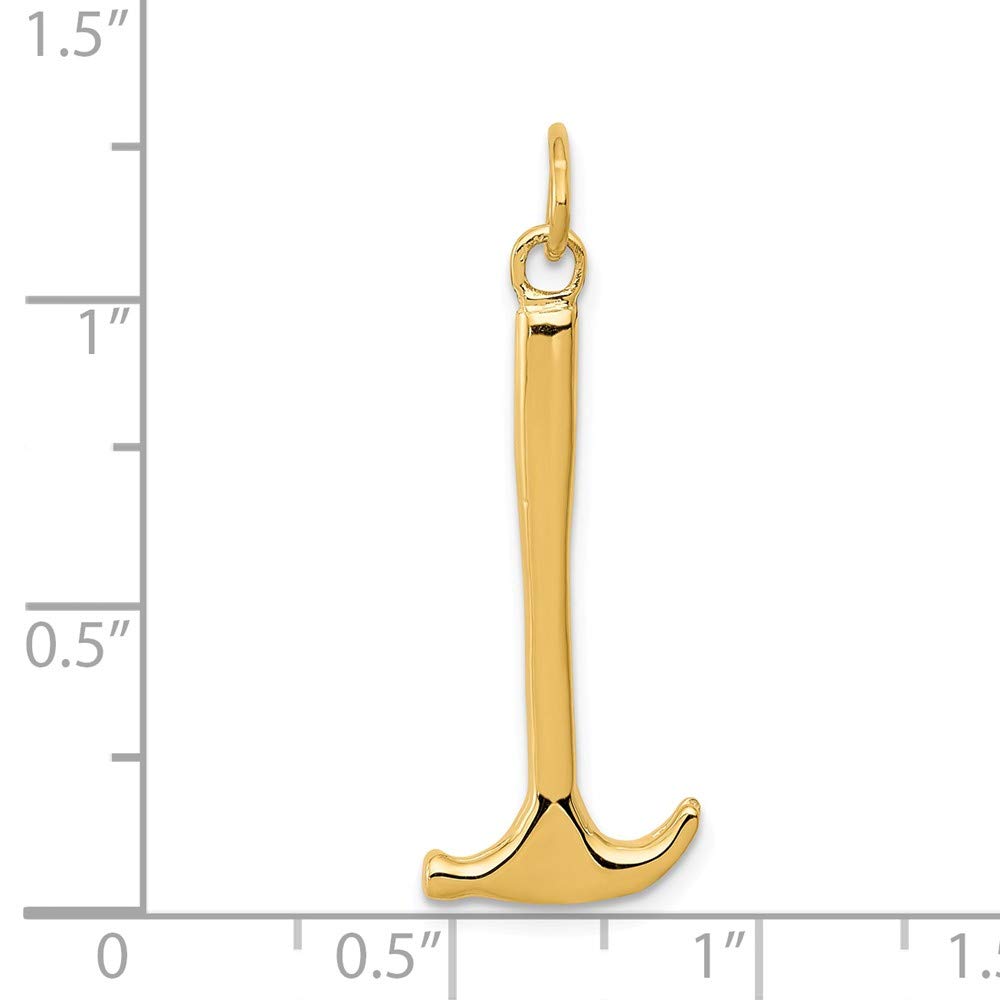 14K Solid Yellow Gold Hammer Charm Pendant - 30mm x 15mm Handmade Jewelry for Men & Women - Perfect for Necklace Layering, Gift Giving & Everyday Wear