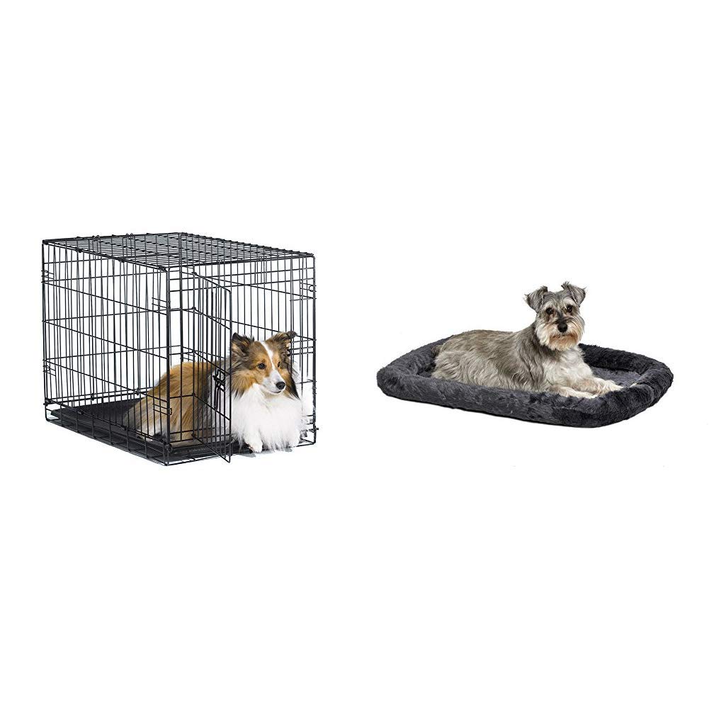 New World 30 Inch Folding Metal Dog Crate for Medium Dogs - Heavy Duty Portable Pet Cage with Removable Tray & Matching Dog Crate Bed - Perfect for Travel, Home, Vet Visits & Training