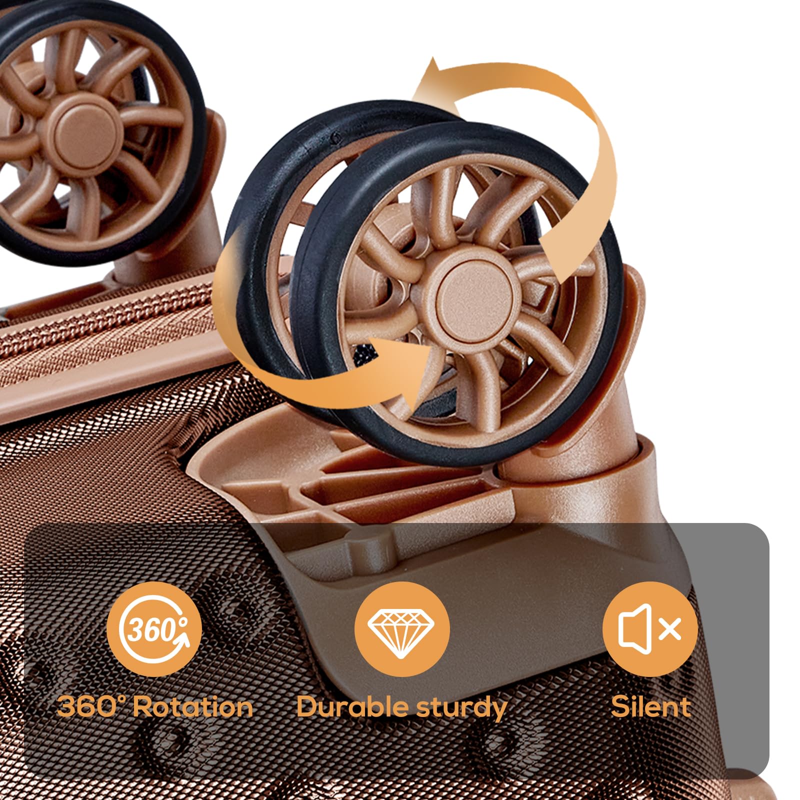Joyway 20 Inch Hardside Carry On Luggage Set with Spinner Wheels - 3 Piece Airline Approved Suitcase 22x14x9 with Combination Lock (Brown) - Perfect for Business Travel & Weekend Getaways