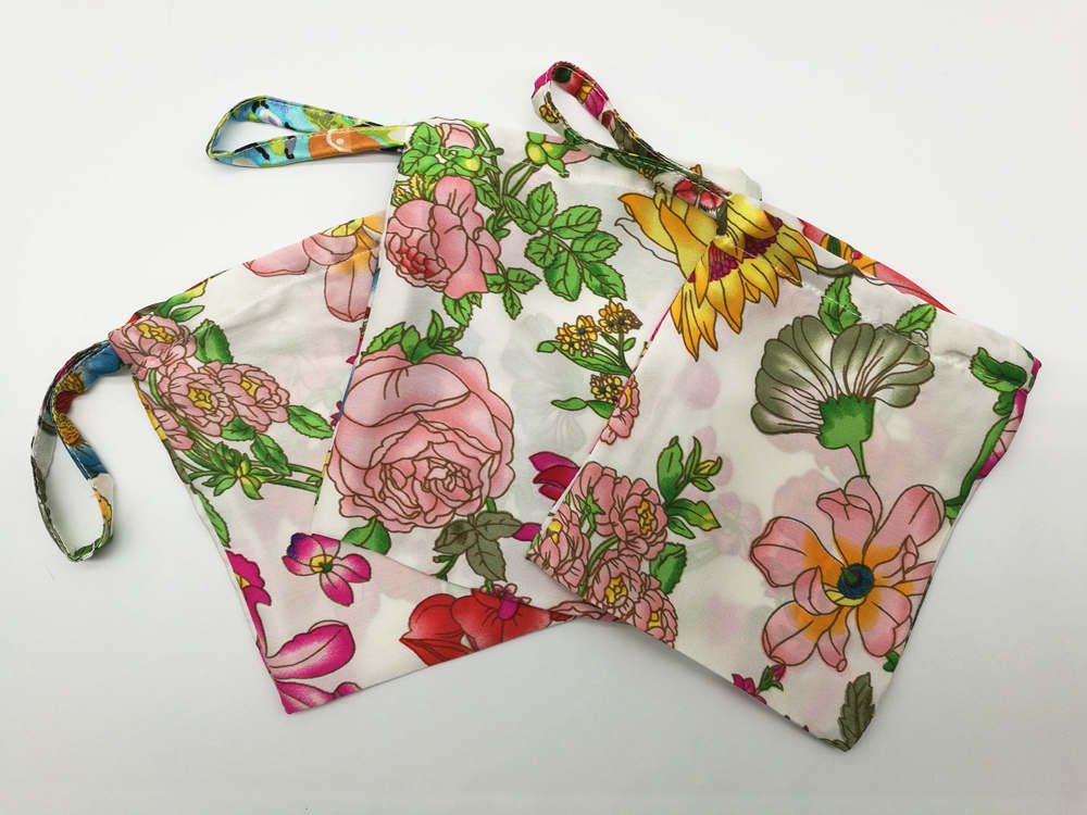Premium 100% Silk Drawstring Pouch - Floral Wedding Favor Bag for Jewelry, Gifts & Party Favors (4.3