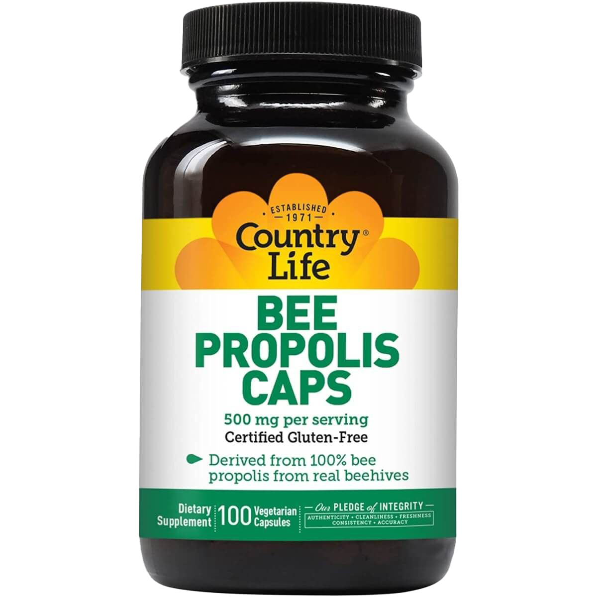 Country Life Bee Propolis 500mg - 100 Vegetarian Capsules | Natural Immune Support Supplement for Adults | Daily Wellness & Allergy Relief