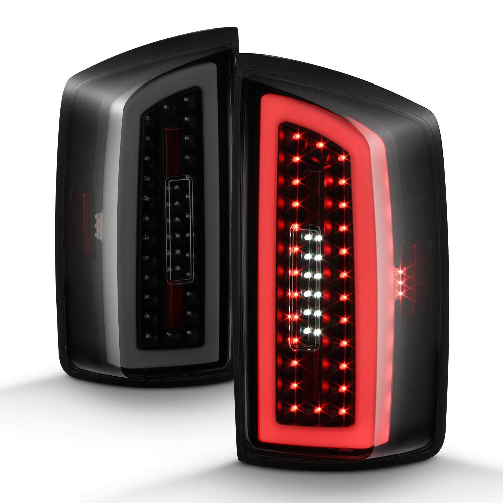 ACANII LED Tail Lights for 2007-2008 Dodge Ram 1500/2500/3500 - Black Housing with Smoke Lens - Left & Right Pair - Upgrade Your Truck's Style & Visibility for Night Driving & Off-Road Adventures