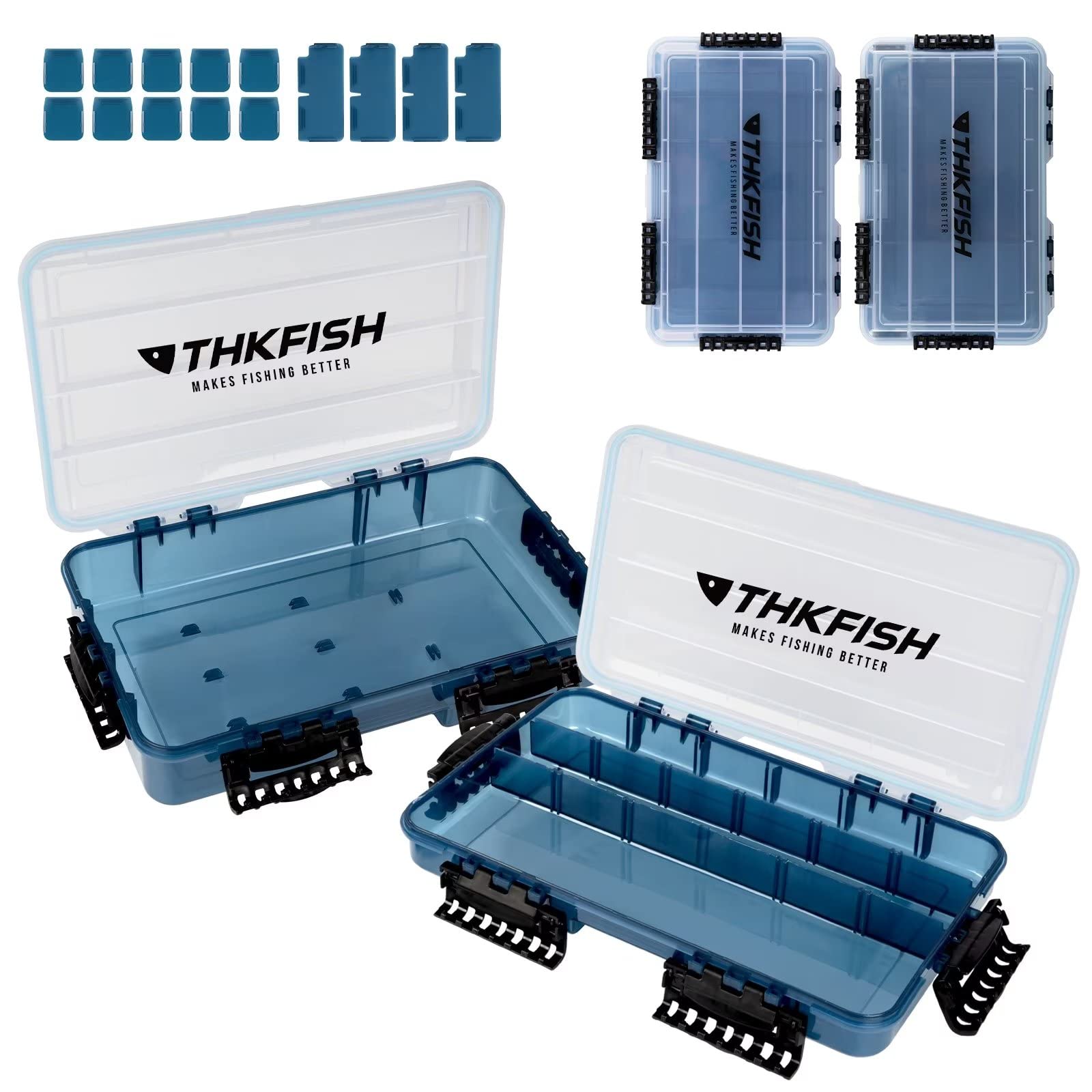 THKFISH 3600/3700 Waterproof Floating Fishing Tackle Box - 2-Piece Set for Lures & Baits | Ideal for Freshwater & Saltwater Fishing, Kayak & Boat Trips