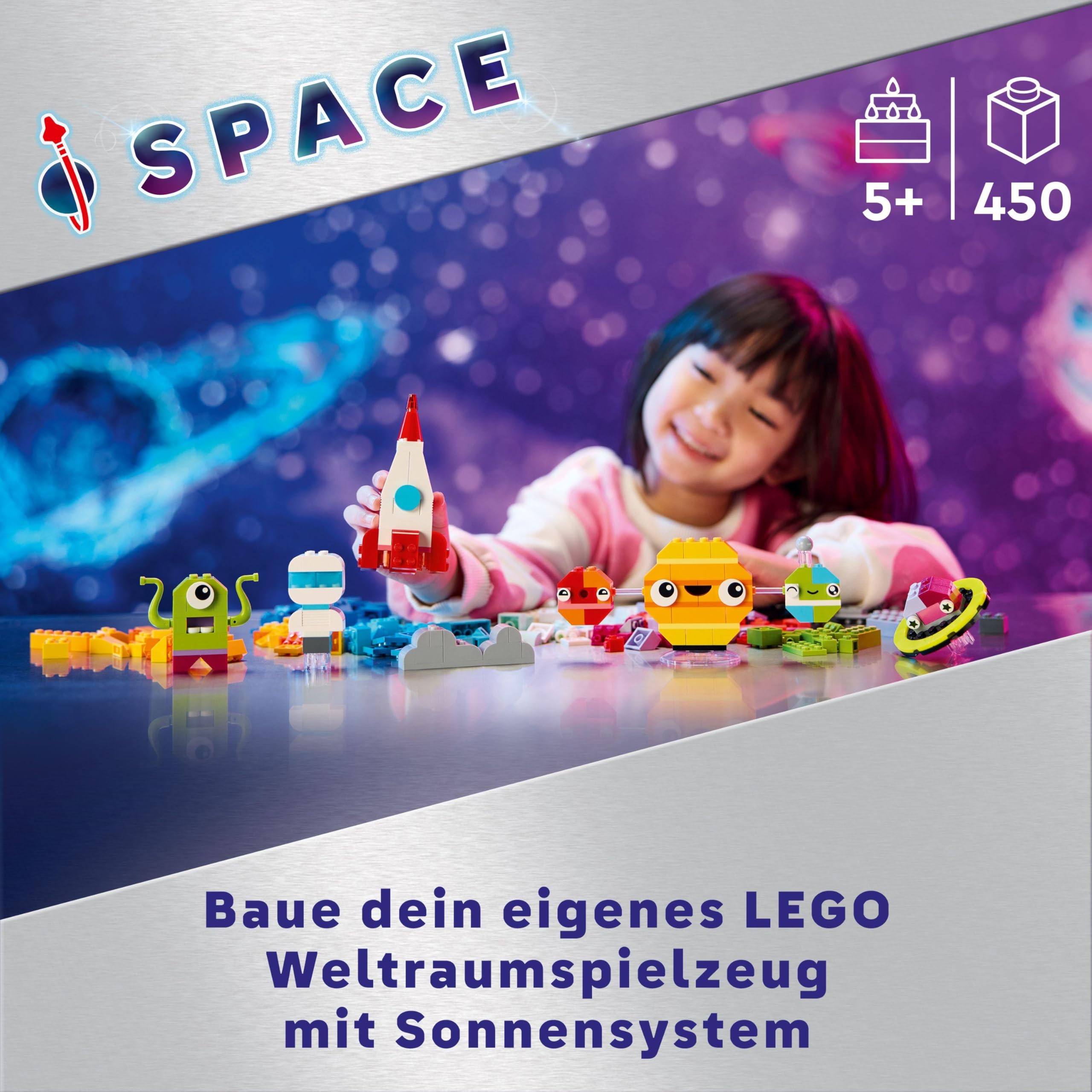 LEGO Classic Creative Space Planets Building Toy - Solar System Model Kit for Kids with Rocket, Spaceship, Planets & Aliens - STEM Educational Gift for Boys & Girls Ages 5+ (11037) - Perfect for Space-Themed Playrooms & Birthday Gifts