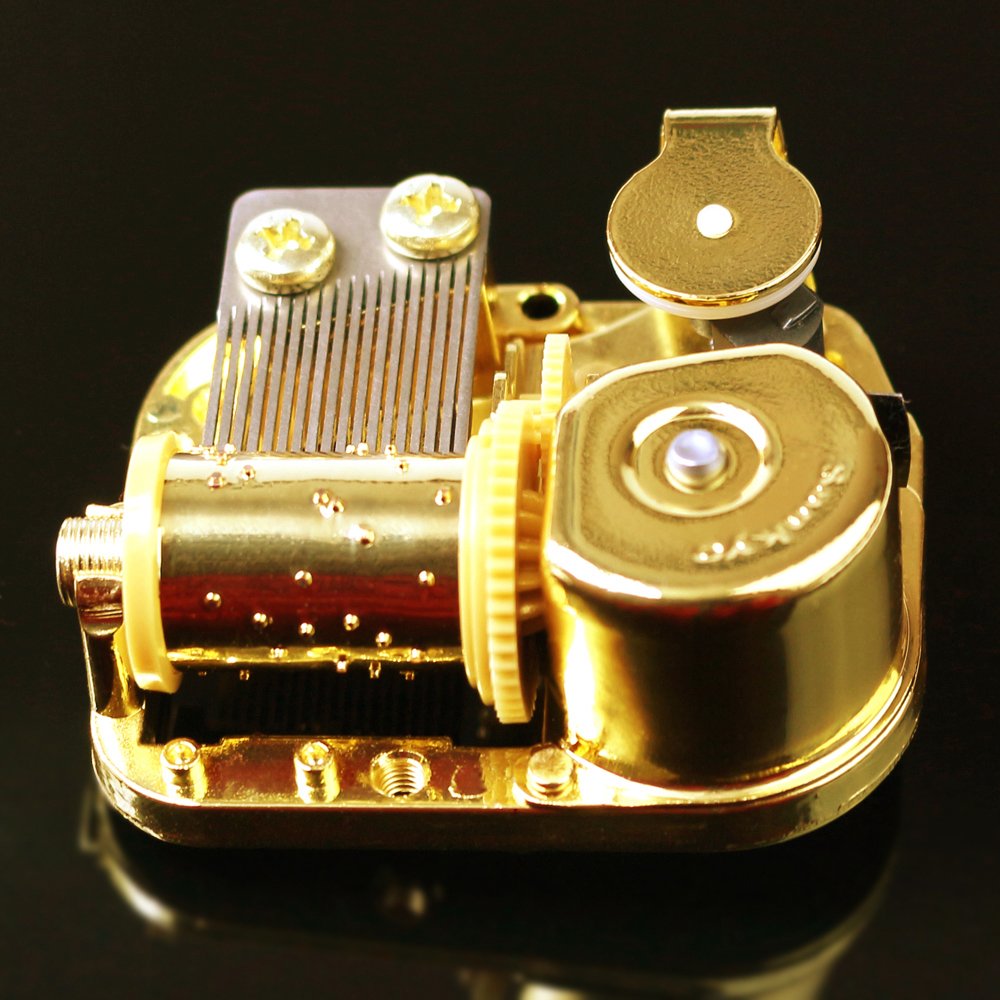 Sinzyo® Sankyo 18-Note Musical Movement - Gold-Plated Canon Music Box Mechanism with Multiple Tune Options - Perfect for Jewelry Boxes, DIY Crafts & Gift Decorations