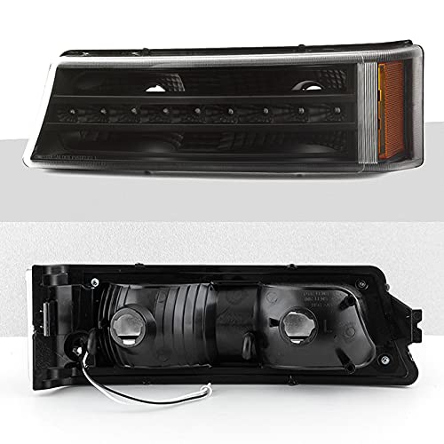 AKKON Black Smoked LED Halo Headlights with DRL & Turn Signal Lights - Compatible with 2003-2006 Chevy Silverado 1500/2500/3500 - Easy Installation, Weatherproof Design - Perfect for Night Driving & Off-Road Adventures