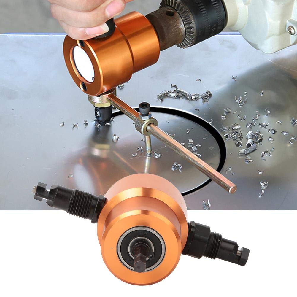 360° Double Head Sheet Metal Cutter - Professional Drill Attachment Nibbler Tool for Car Repair & DIY Projects | Heavy Duty Metal Cutting for Automotive, HVAC & Home Improvement