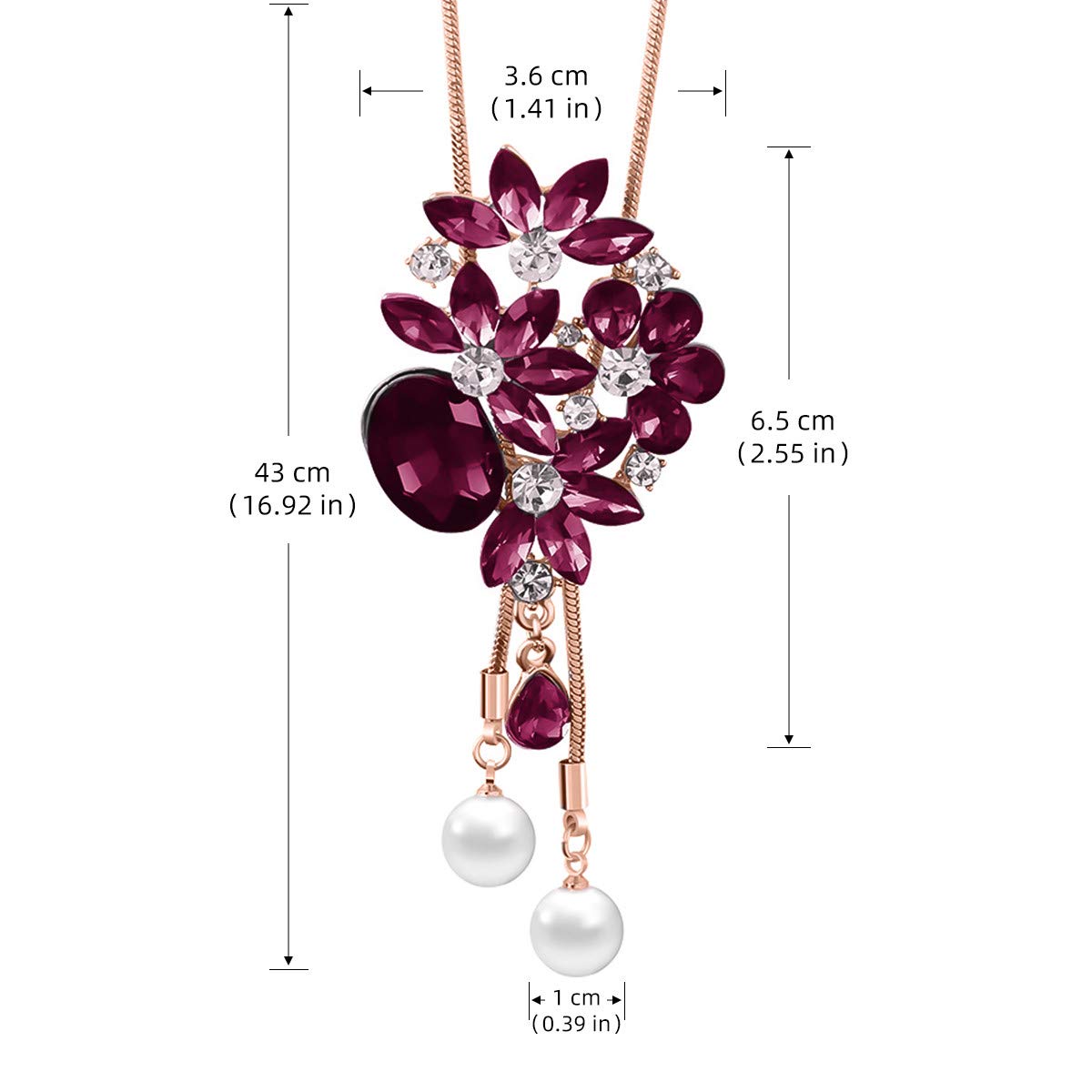 Elegant Flower Leaf Crystal Pendant Long Chain Necklace for Women | Bohemian Sweater Necklace | Dainty Layering Jewelry | Perfect for Weddings, Parties & Everyday Wear