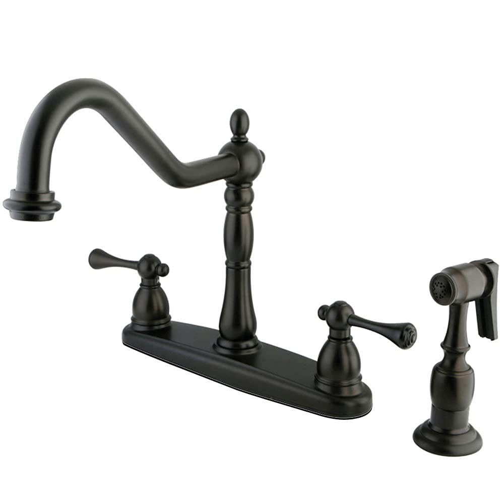 Kingston Brass KB7755BLBS 8-Inch Centerset Kitchen Faucet - Oil Rubbed Bronze Finish - Vintage English Style - Perfect for Farmhouse & Traditional Kitchen Sinks