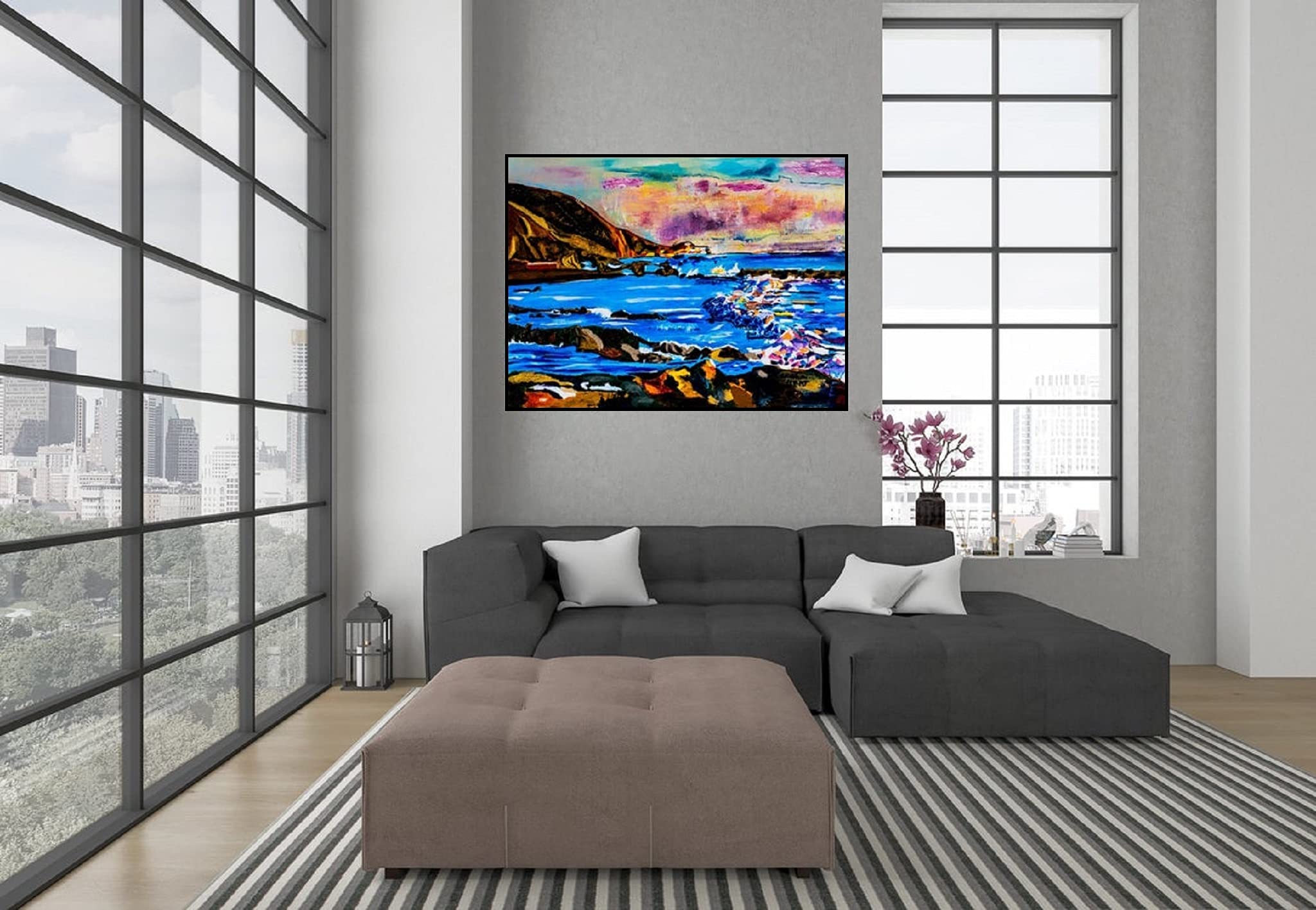 Sunset Oil Painting - Maui Sunset Art Print - Seascape Canvas Wall Decor - Abstract Hawaii Sunset Giclee Print (24x30 Inches) - Perfect for Living Room, Bedroom & Office Decor