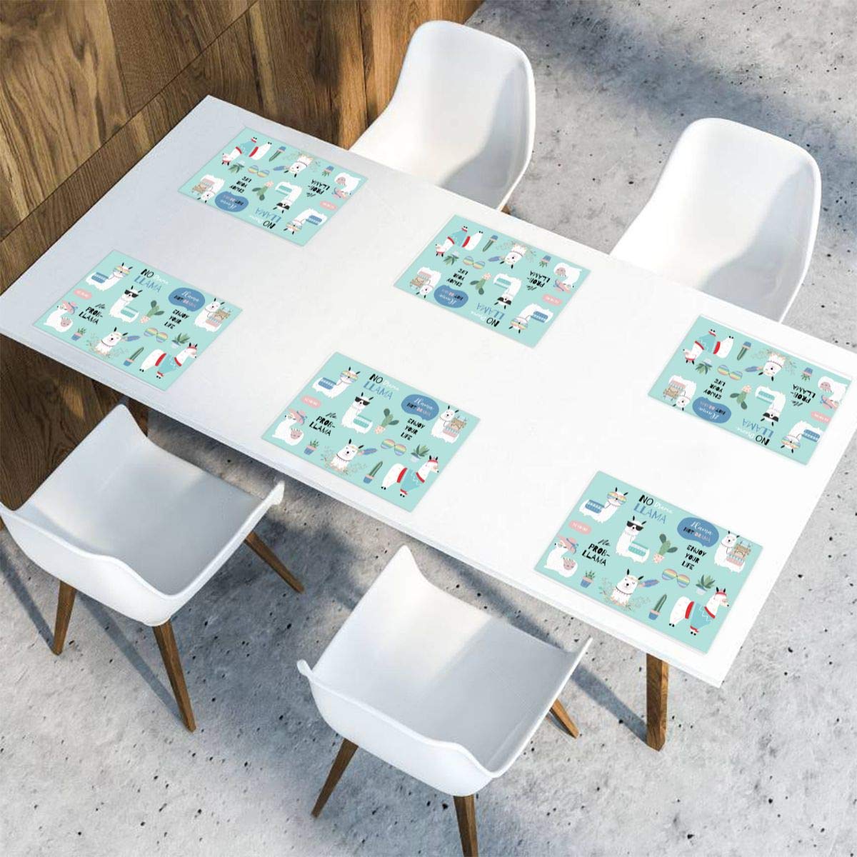 Premium Blue Alpaca Placemats Set of 6 - 12x18 Inch Washable & Easy Clean Table Mats for Dining Room, Kitchen Decor | Perfect for Everyday Meals, Dinner Parties & Holiday Gatherings