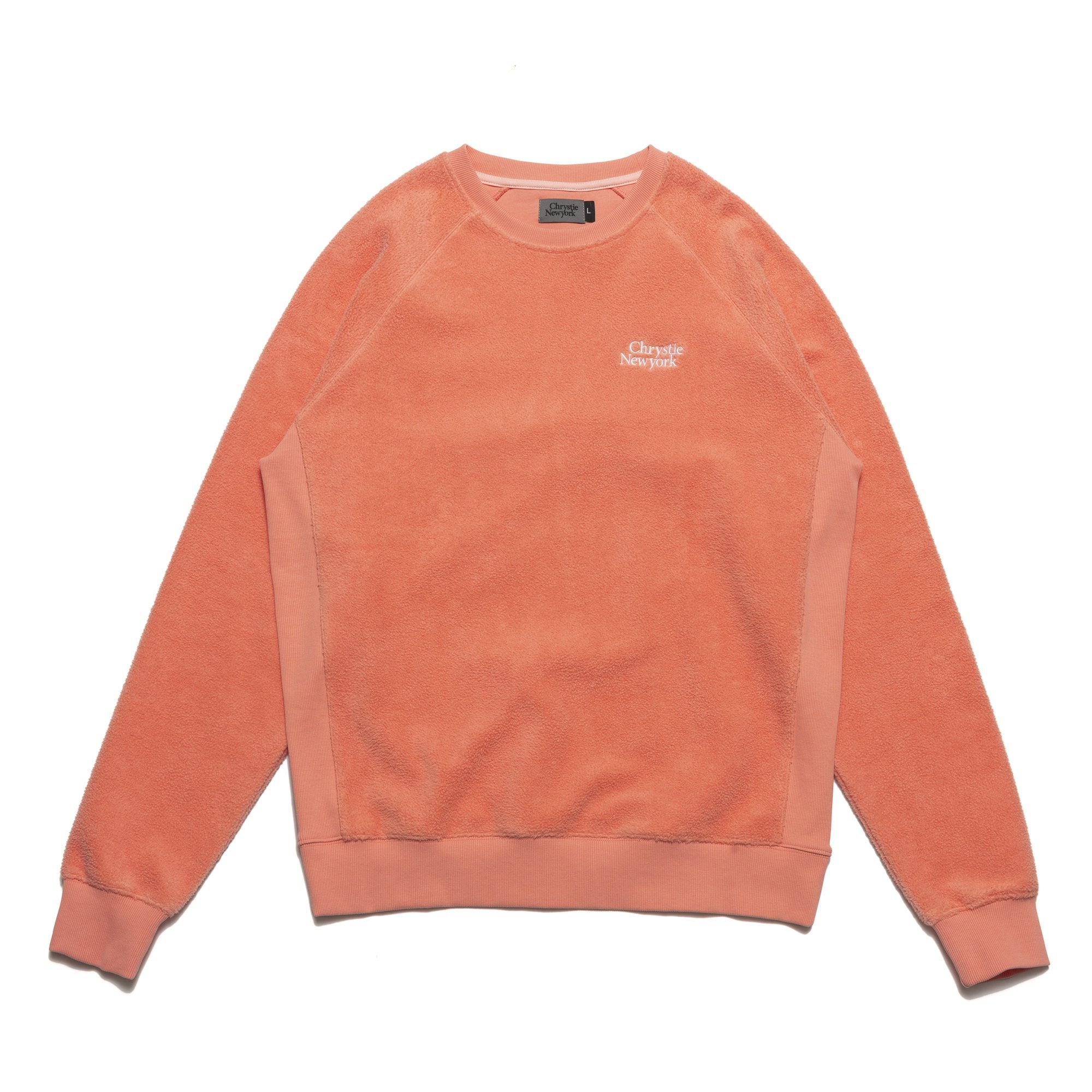 Chrystie NYC PRM Reversed Fleece Crewneck Sweatshirt - Coral | Cozy Unisex Pullover for Casual Wear & Loungewear