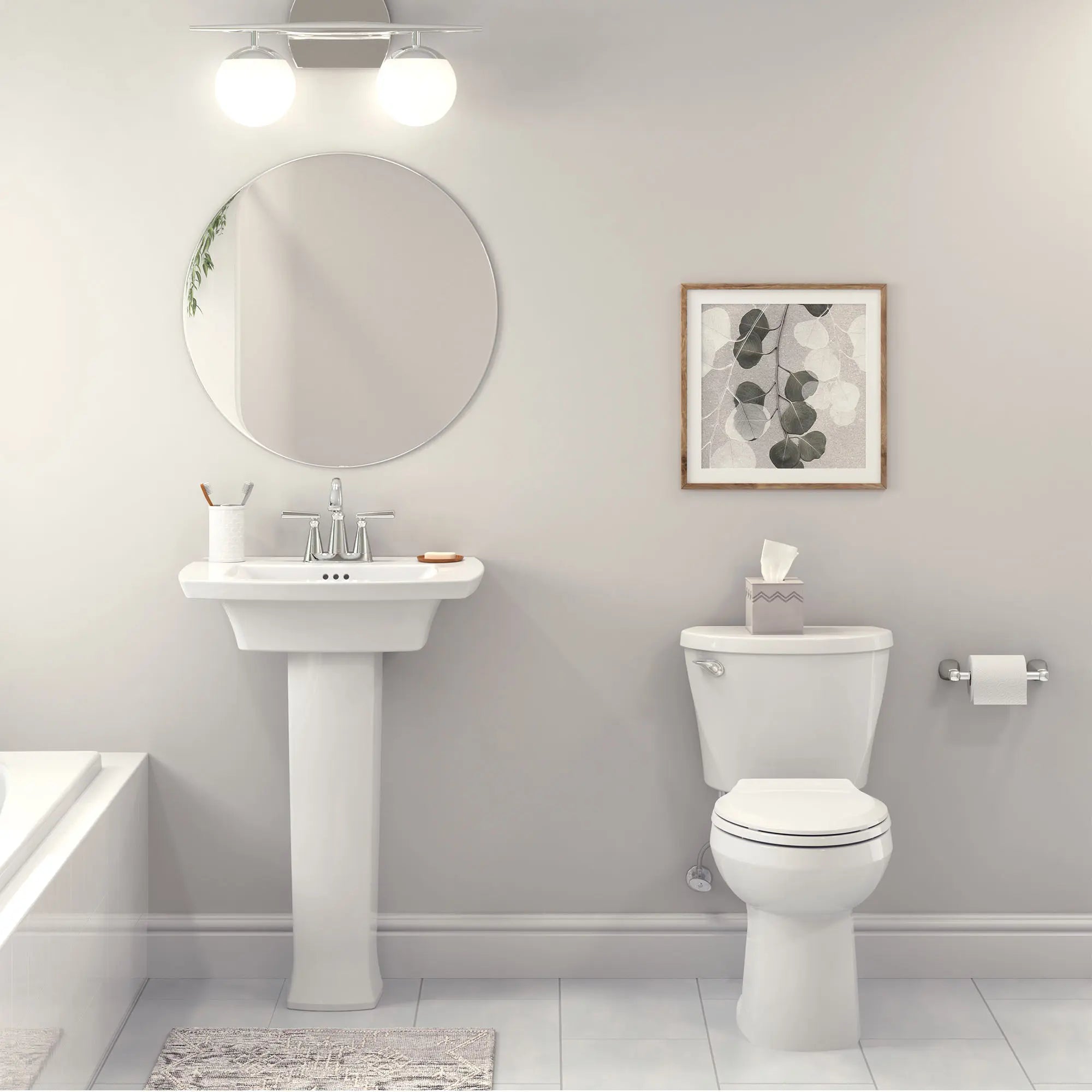 Edgemere 4 Inch Centerset Pedestal Sink Top and Leg Set - White Ceramic Bathroom Vanity for Small Space, Perfect for Powder Room or Half Bath Installation