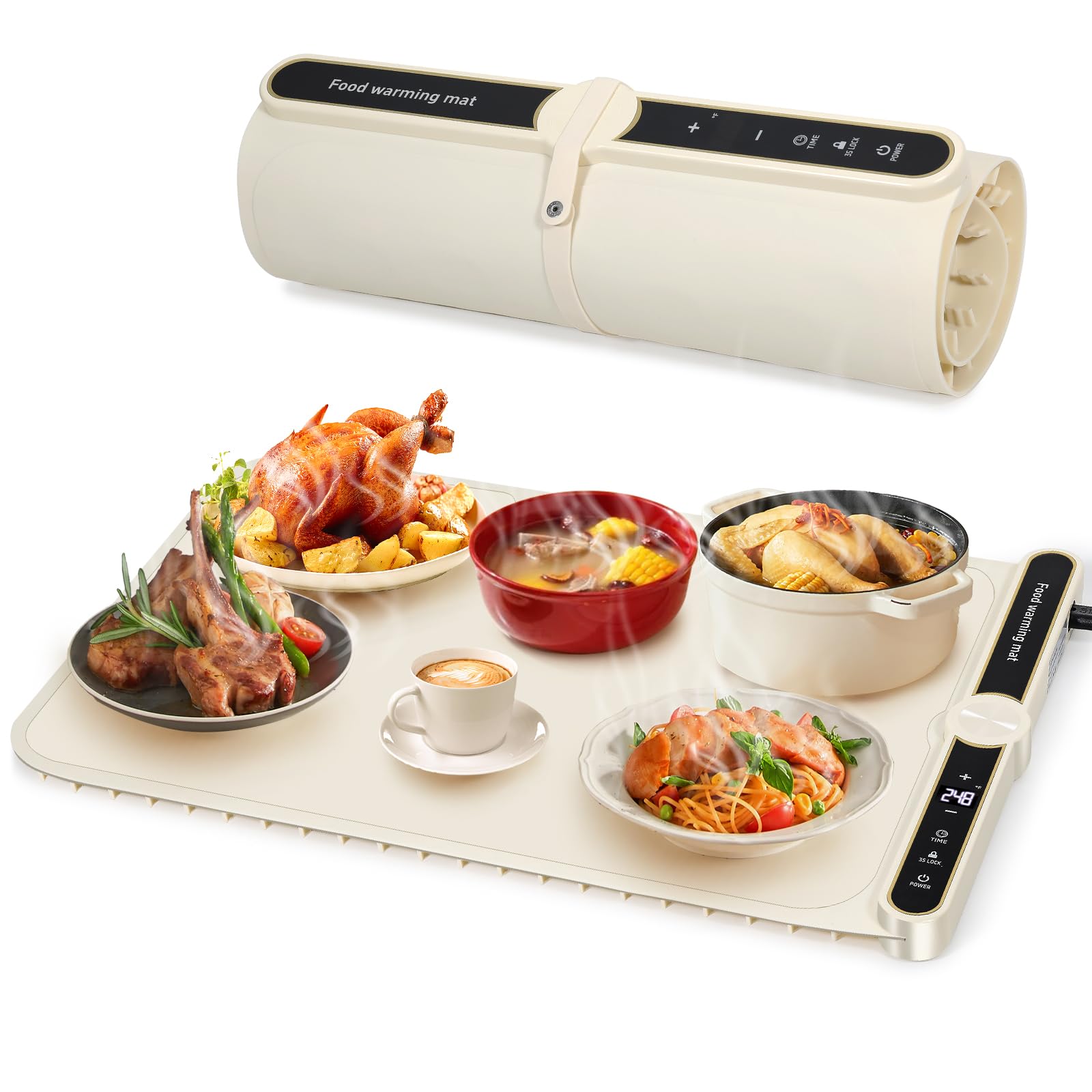 Electric Food Warming Mat - Adjustable Temperature Heating Tray for Home, Party & Buffet | Keep Meals Warm on Countertop, Dining Table & Office Desk | Perfect for Family Gatherings, Holiday Feasts & Catering Events