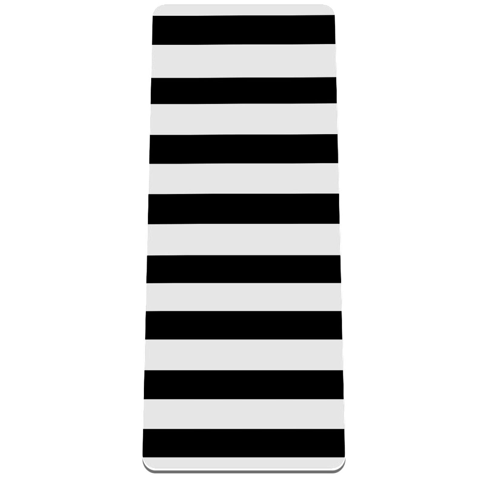 Premium Non-Slip Yoga Mat 80x183cm - Black & White Striped Fitness Exercise Mat for Home, Gym & Outdoor Yoga Practice
