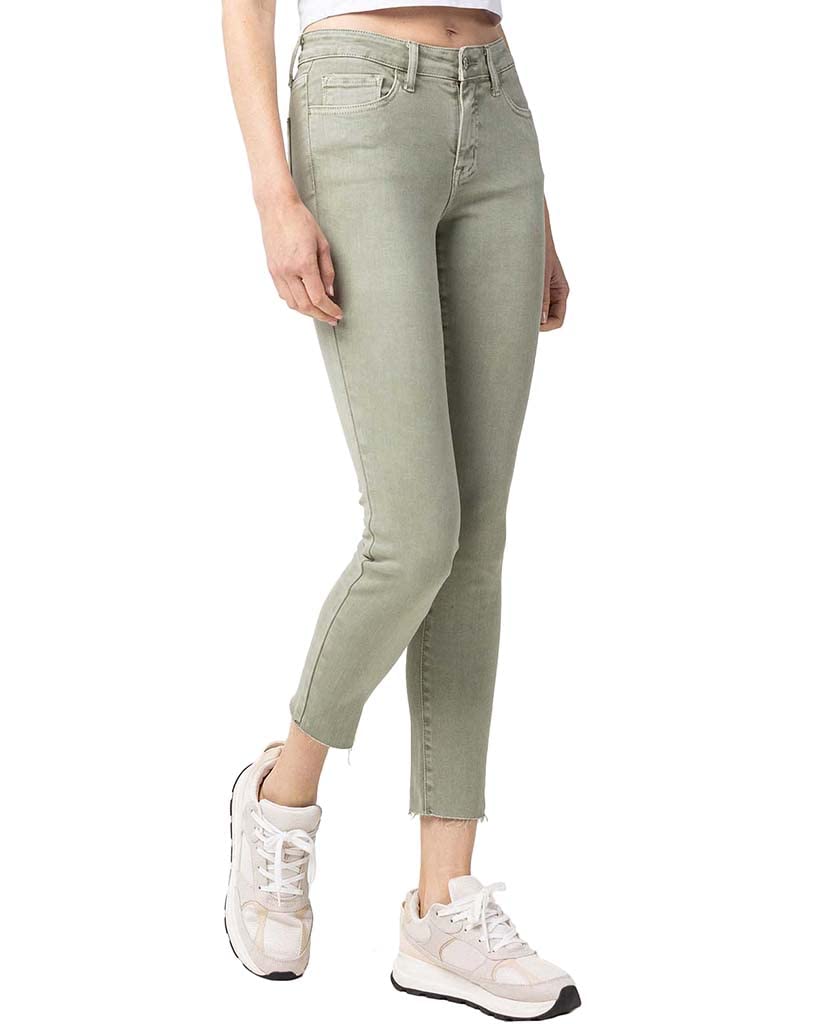 VERVET by Flying Monkey Special Washed Denim Skinny Jeans for Women - Olive Green Mid-Rise Stretch Denim Pants | Casual Wear, Date Night, Office Outfits