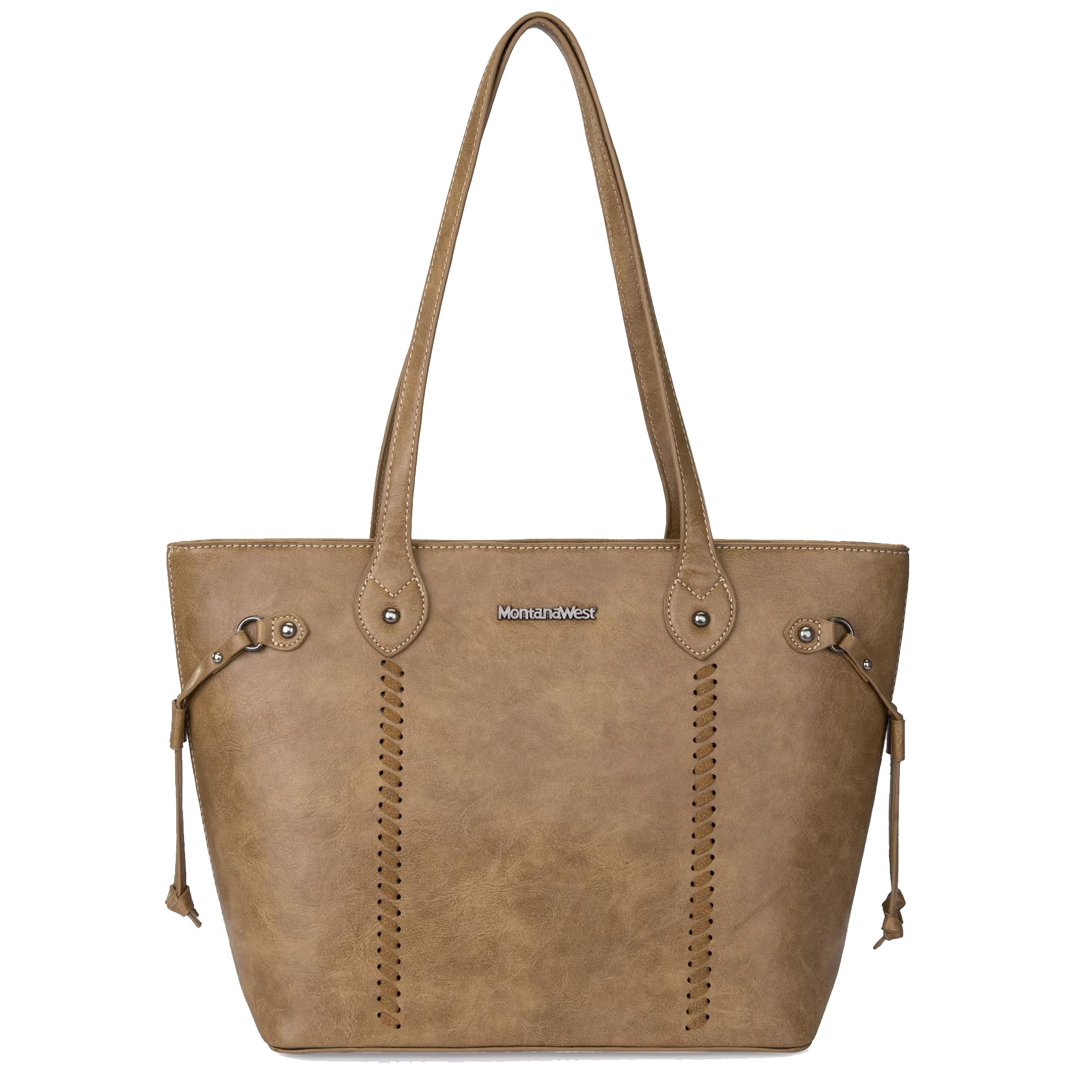 Montana West Large Tote Bags for Women - Stylish Woven Leather Purse with Secure Zipper Closure | Perfect for Work, Travel & Everyday Use