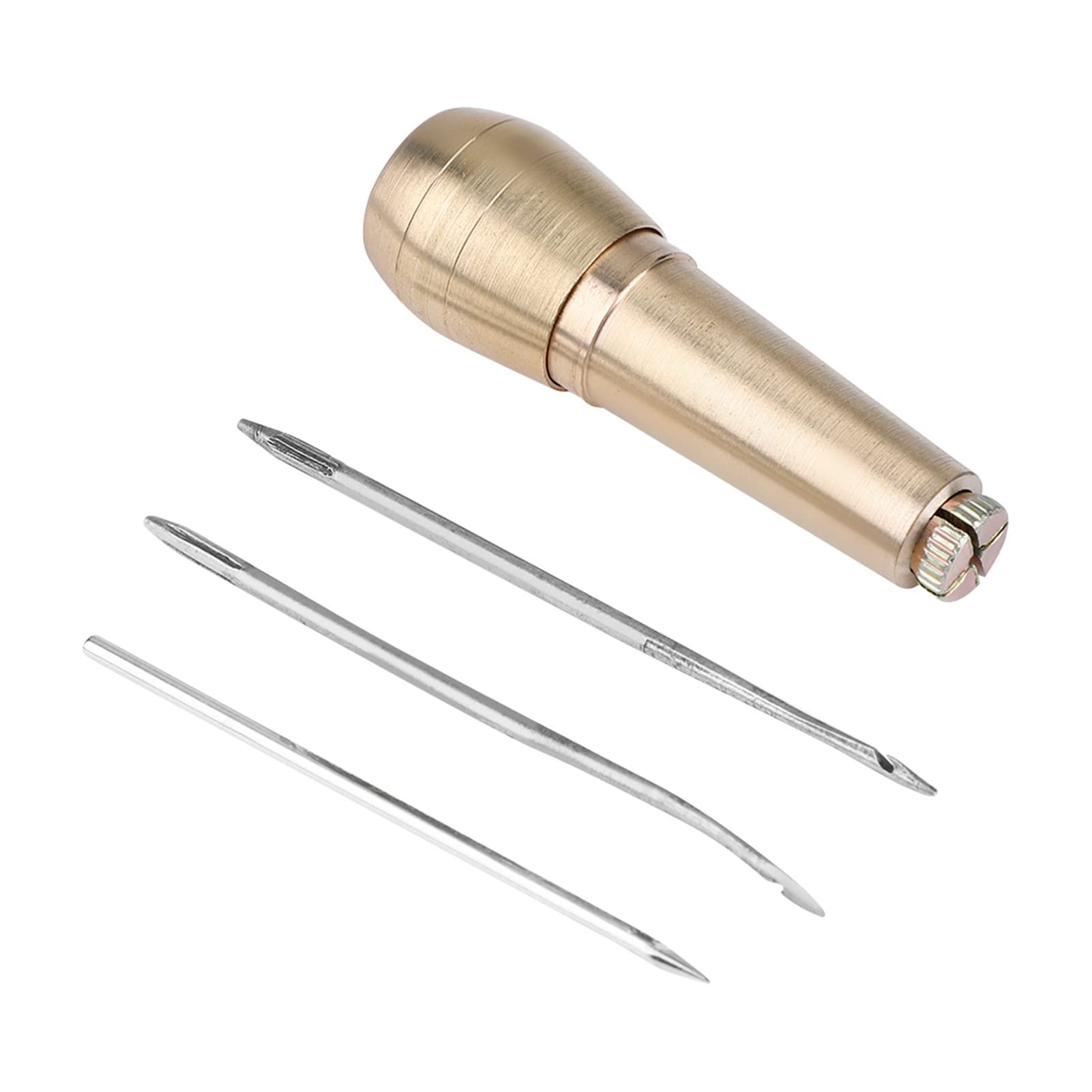3-Piece Copper Handle Sewing Awl Needles - Professional Leather & Shoe Repair Tool Kit for DIY Crafting, Upholstery, and Outdoor Gear Maintenance