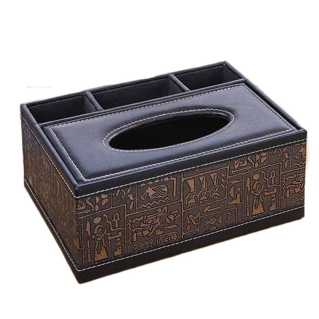 QIMO Stylish PU Leather Tissue Box Holder - Square Napkin Dispenser for Home, Office & Car - Decorative Facial Tissue Case for Desk, Living Room & Automotive Interior