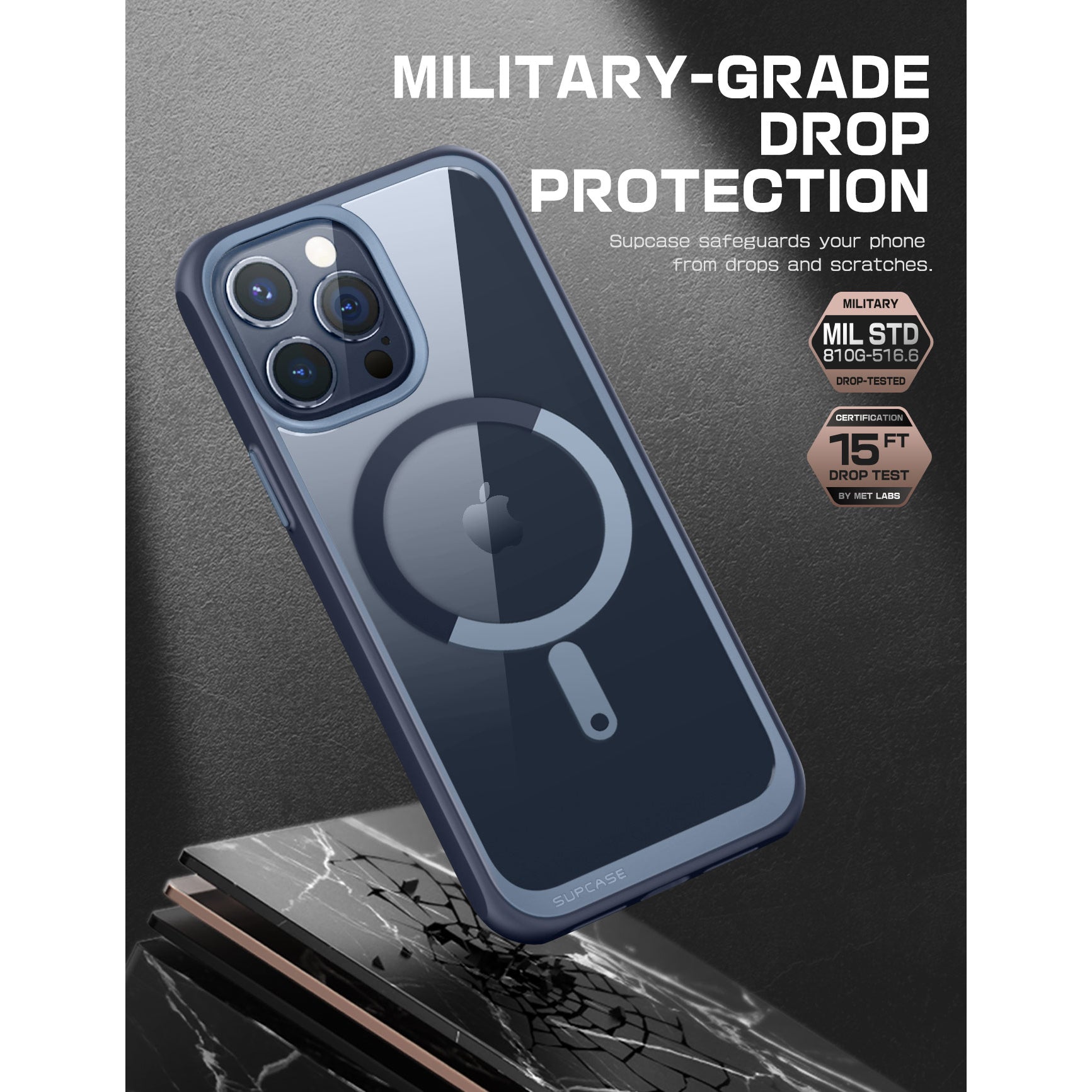 iPhone 15 Pro Case 6.1 Inch - Unicorn Beetle MAG Slim Clear Protective Cover with MagSafe Compatible (Blue) | Perfect for Everyday Use, Travel & Wireless Charging