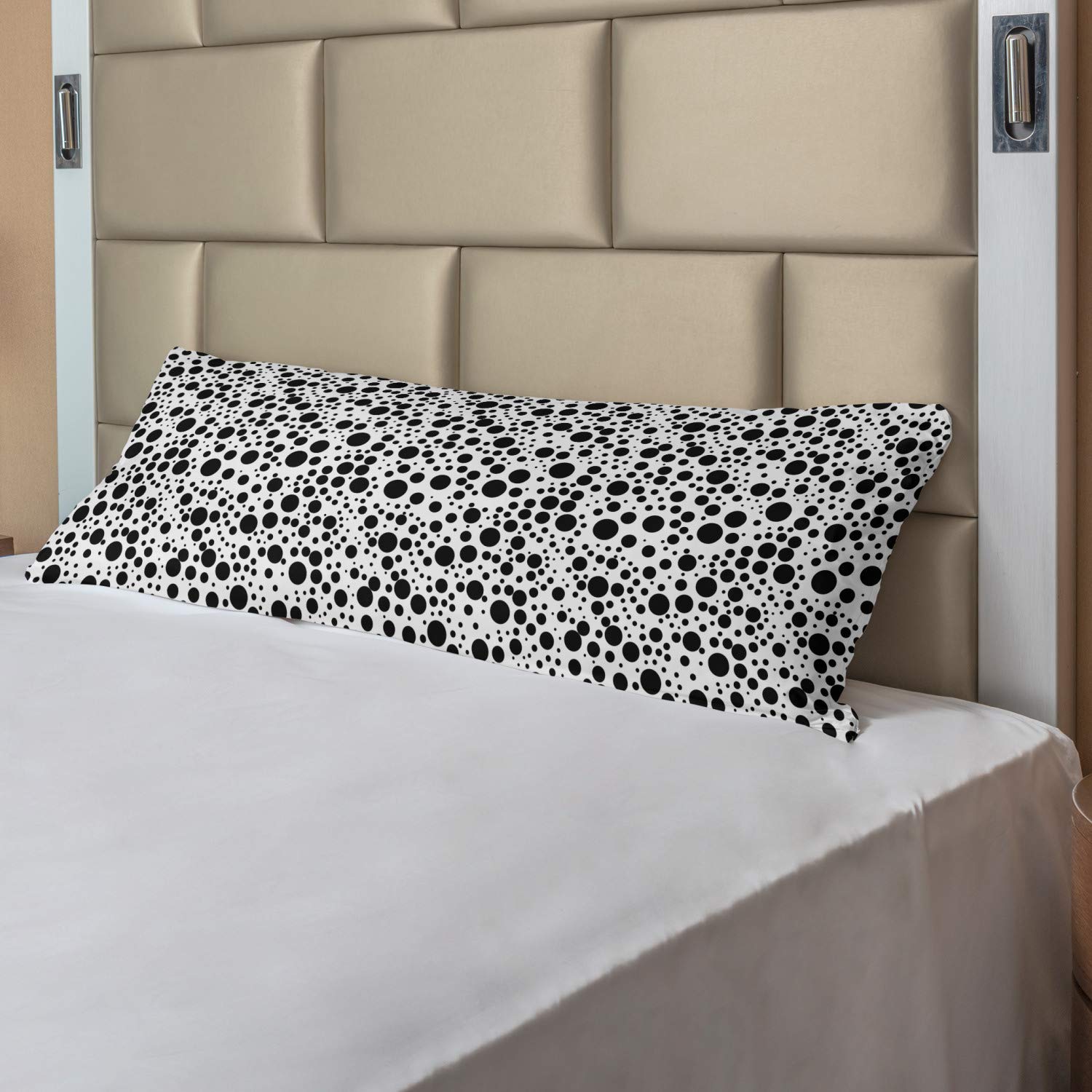 Ambesonne Black and White Body Pillow Case Cover with Zipper - Large & Small Dots Pattern - 21