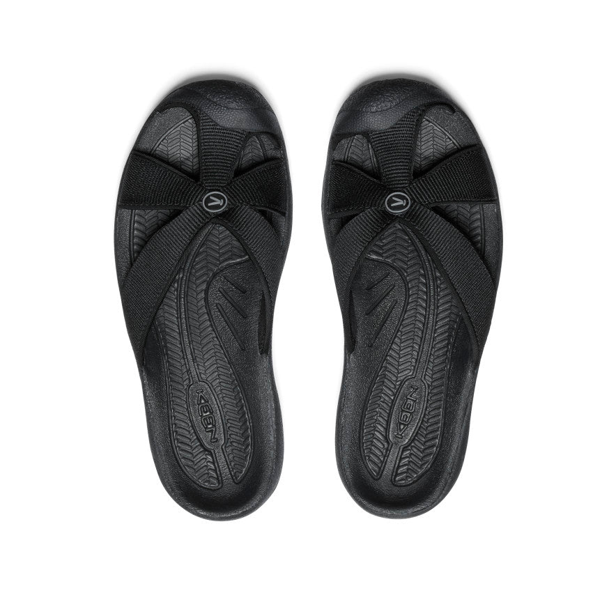 Bali Women's Comfort Slide Sandals - Black & Steel Grey | Soft Cushioned Flip Flops for Beach, Pool, Spa & Casual Wear