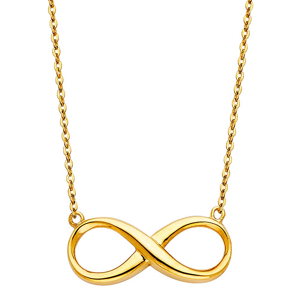 14K Yellow Gold Infinity Necklace for Women, 18